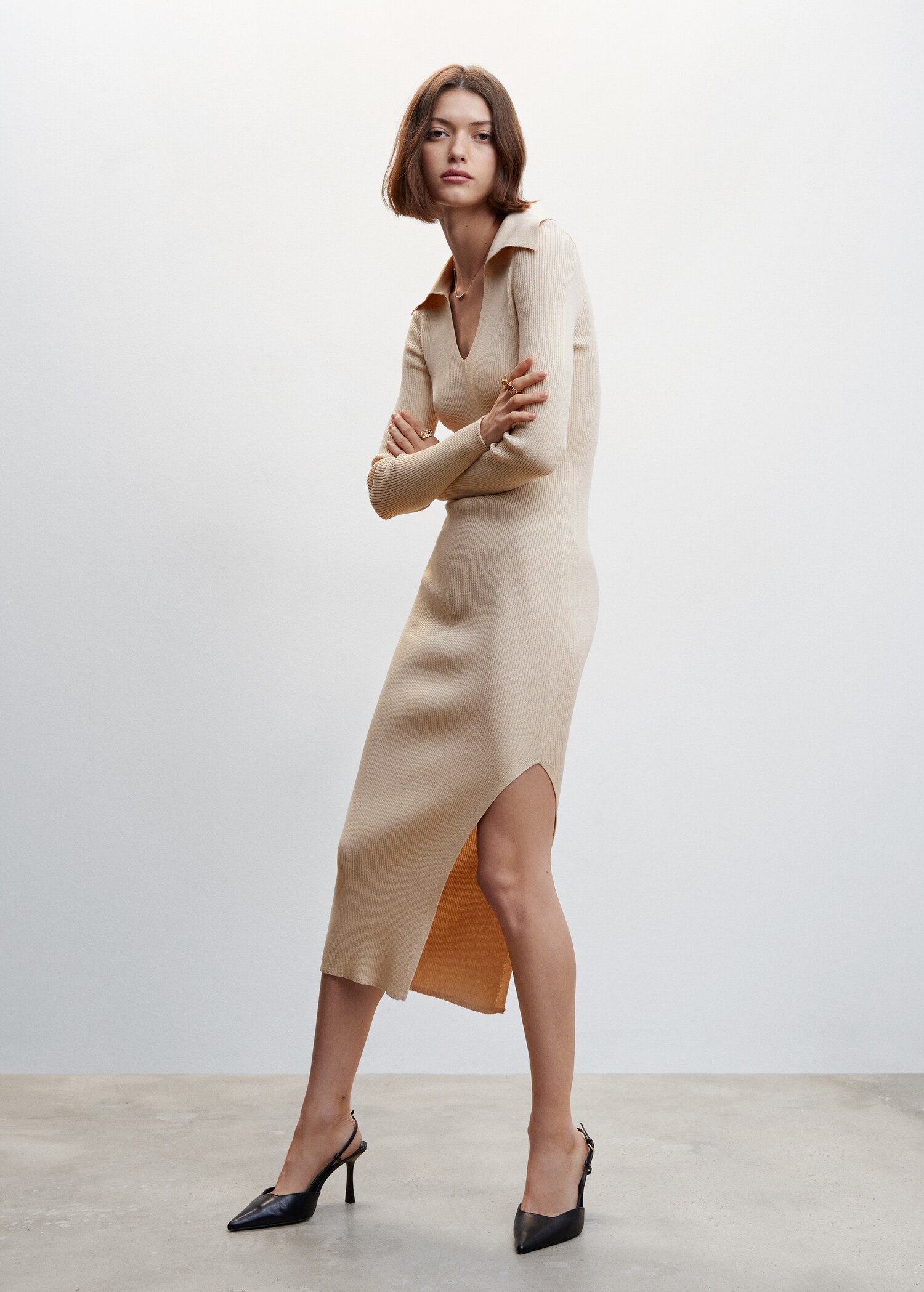 Ribbed midi dress - General plane