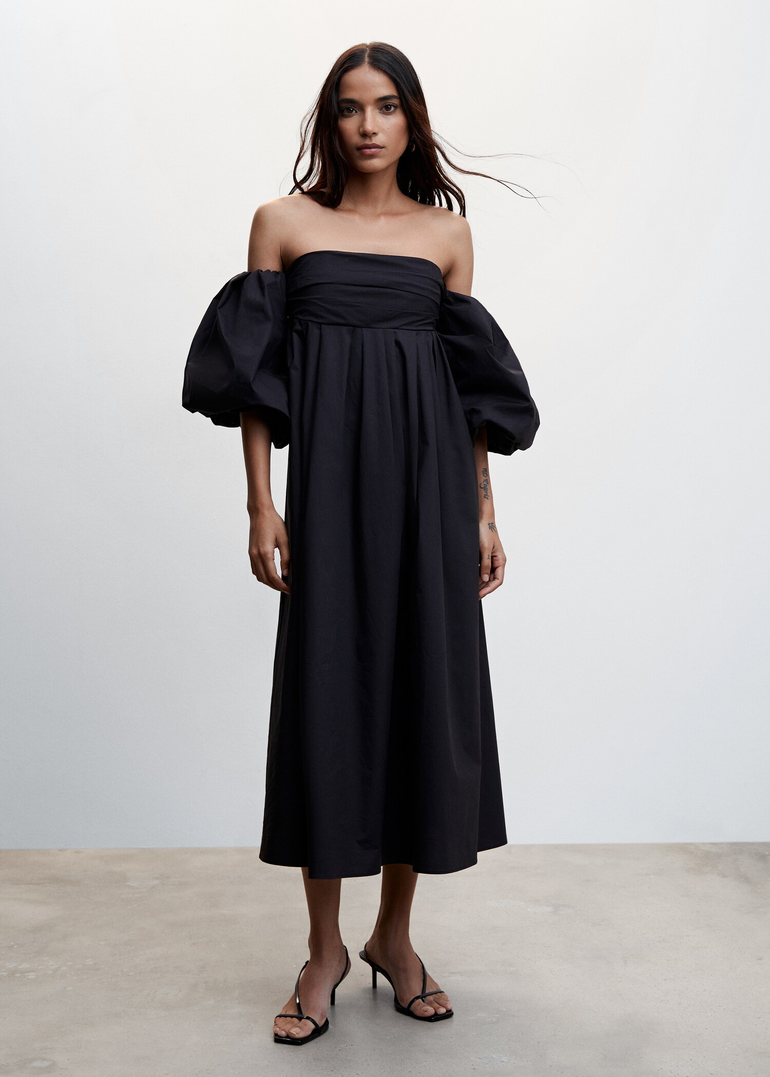 Puffed sleeves midi dress - General plane