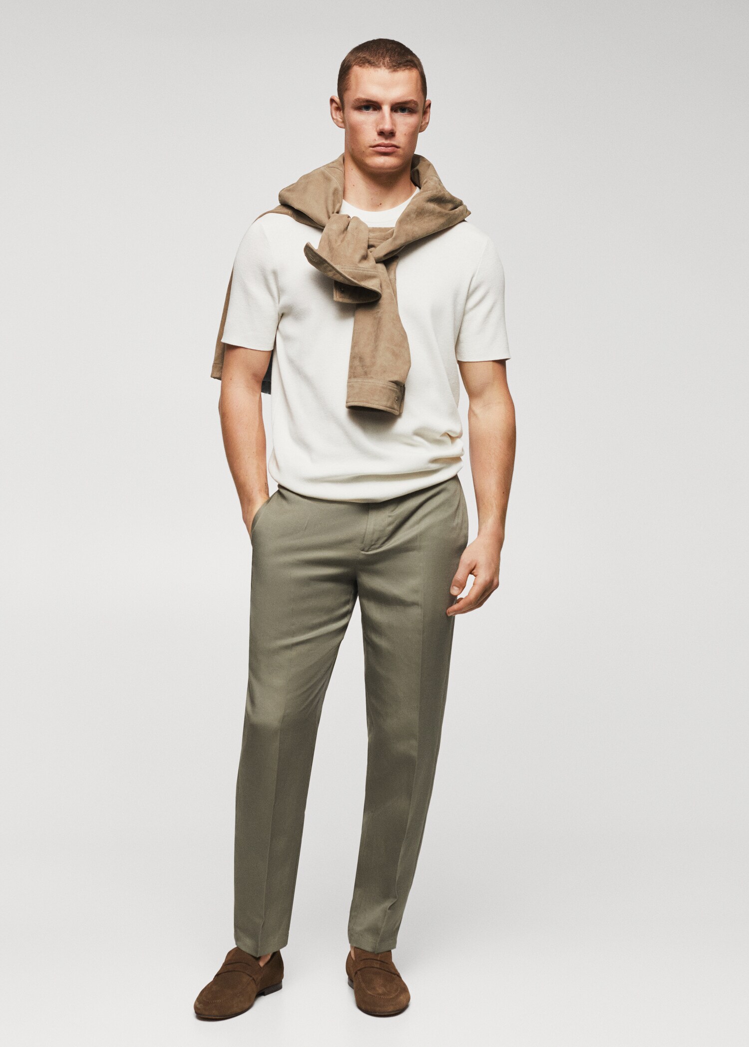Slim-fit lyocell linen pants - General plane