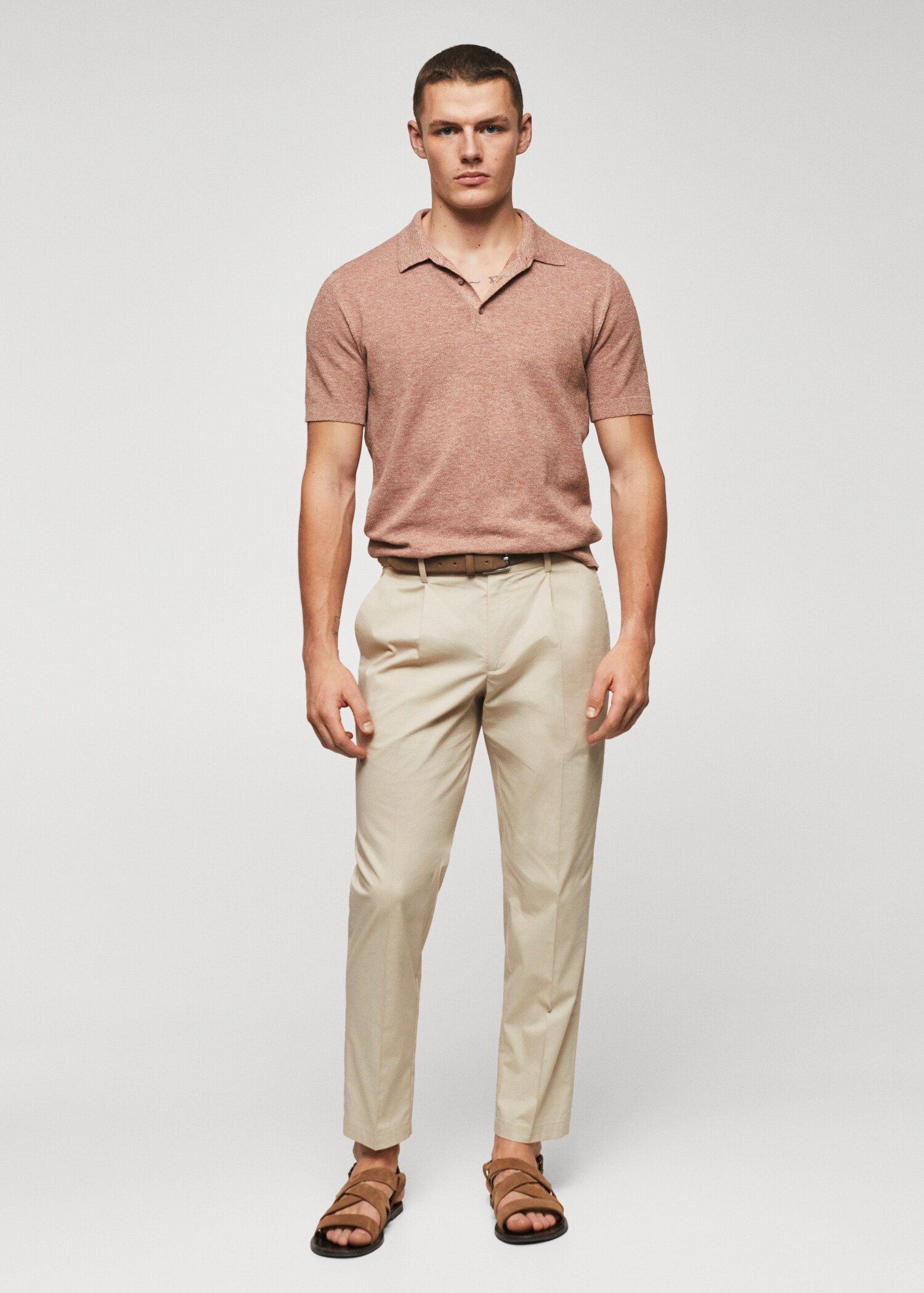 Pantalón pinzas algodón - Plano general