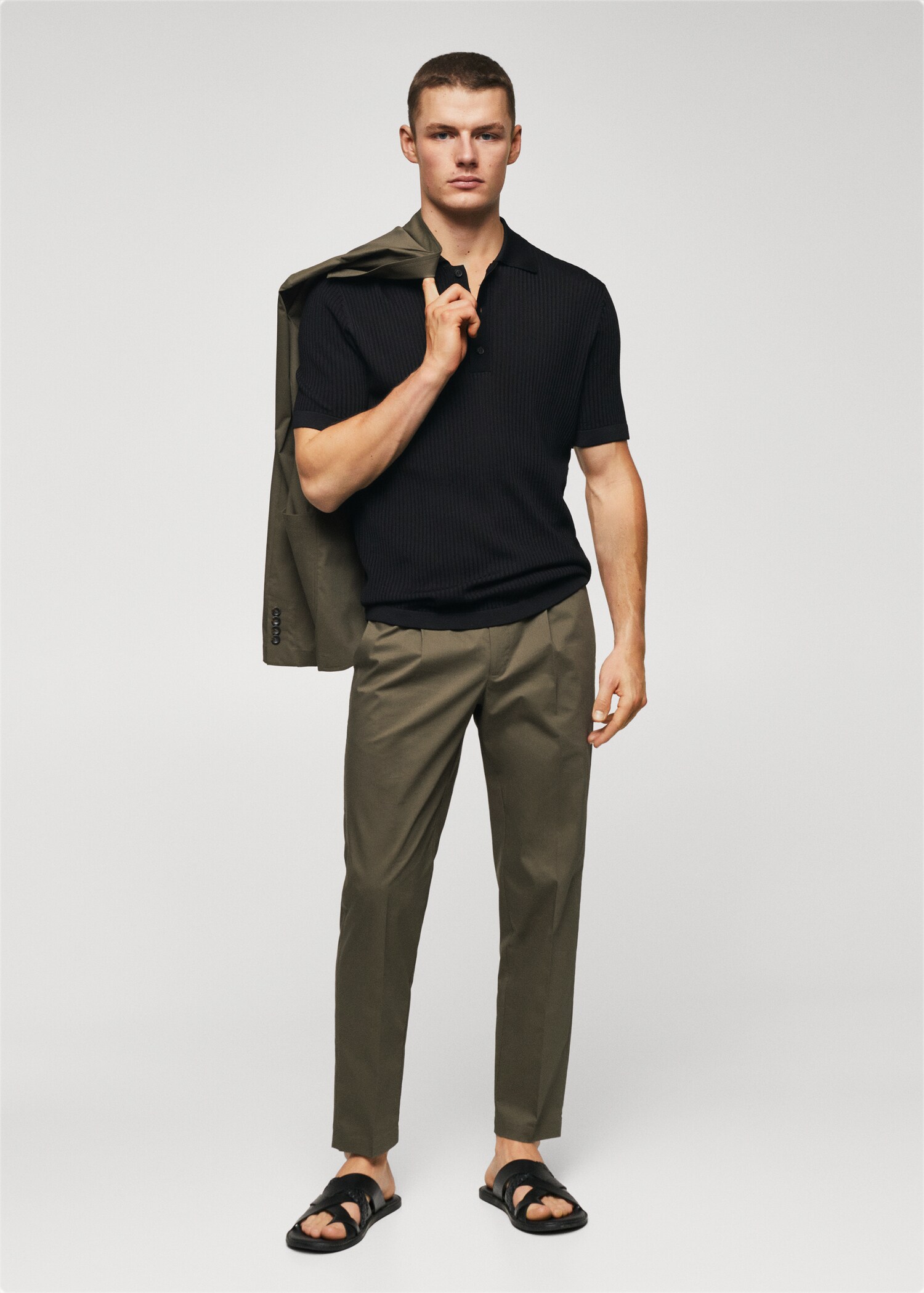 Pantalón pinzas algodón - Plano general