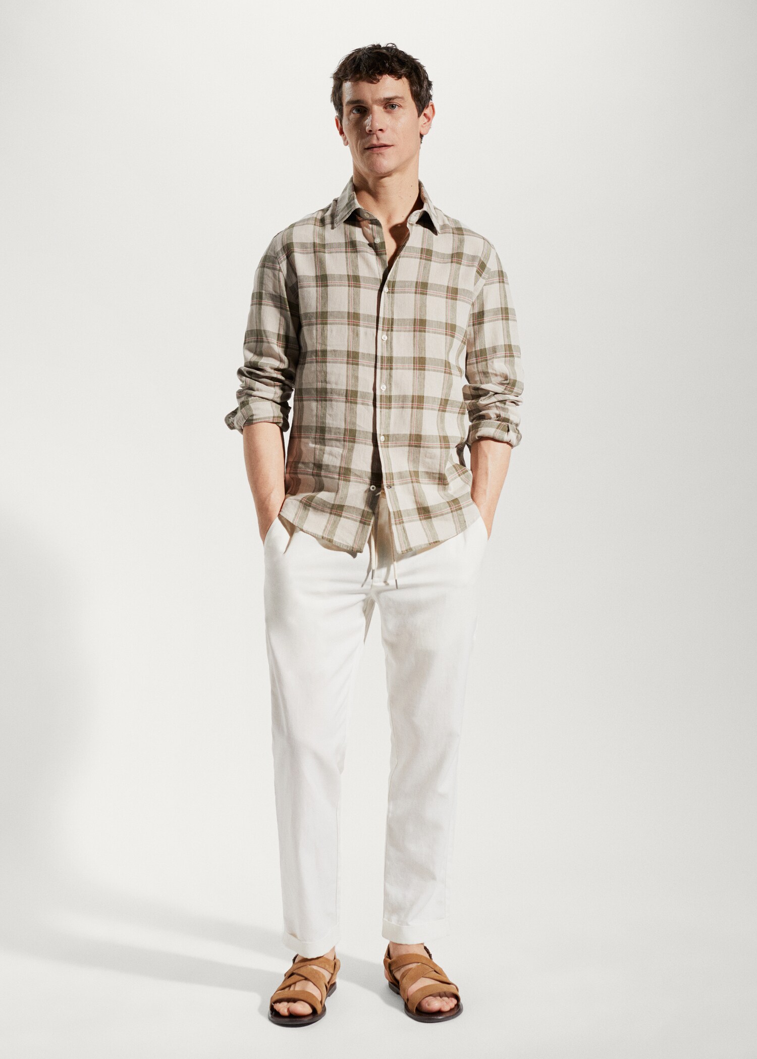 100% linen check shirt - General plane