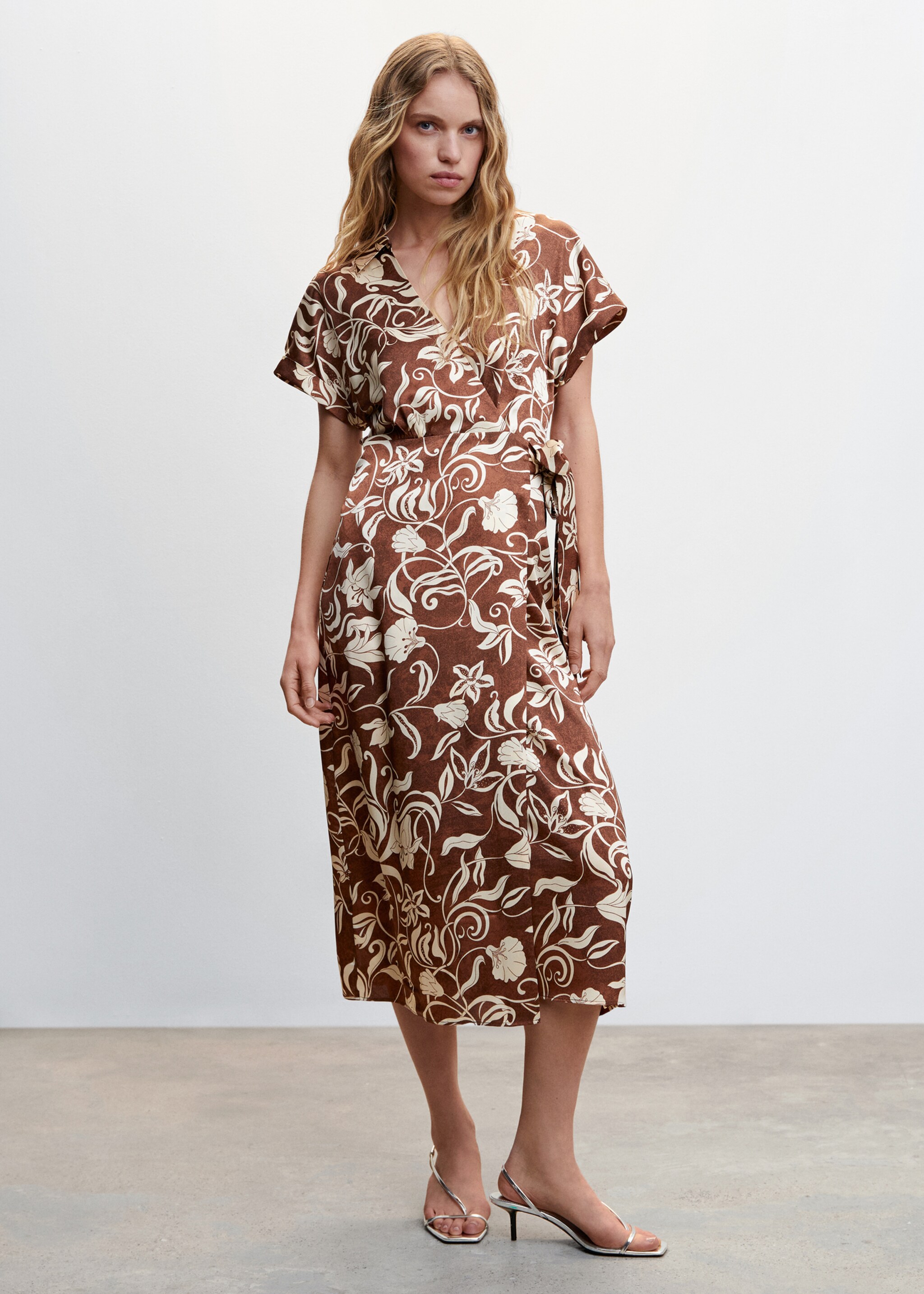 Print wrap dress - General plane, Brown. Ref: 47017118-00.