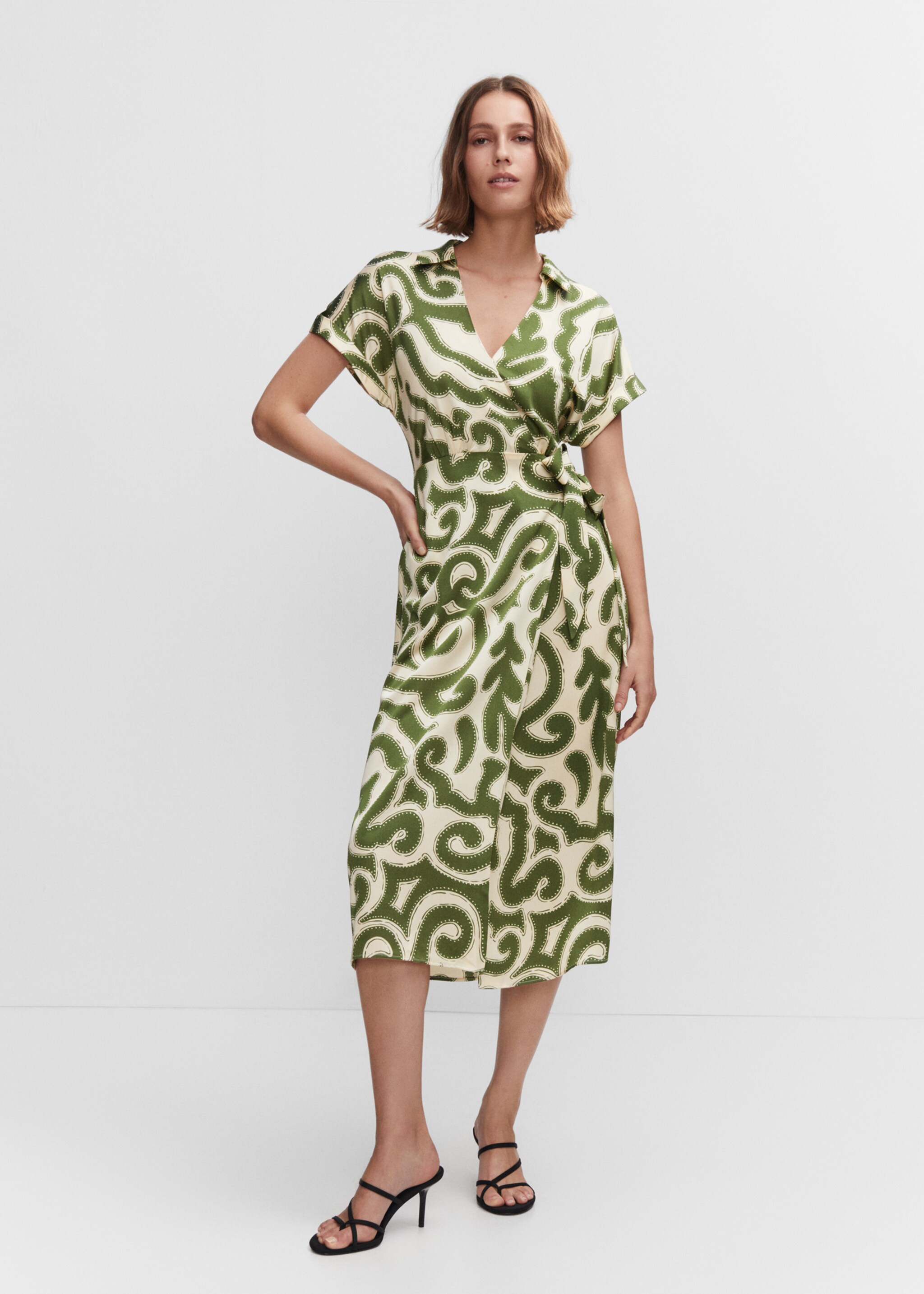 Print wrap dress - General plane, Green. Ref: 47017118-00.