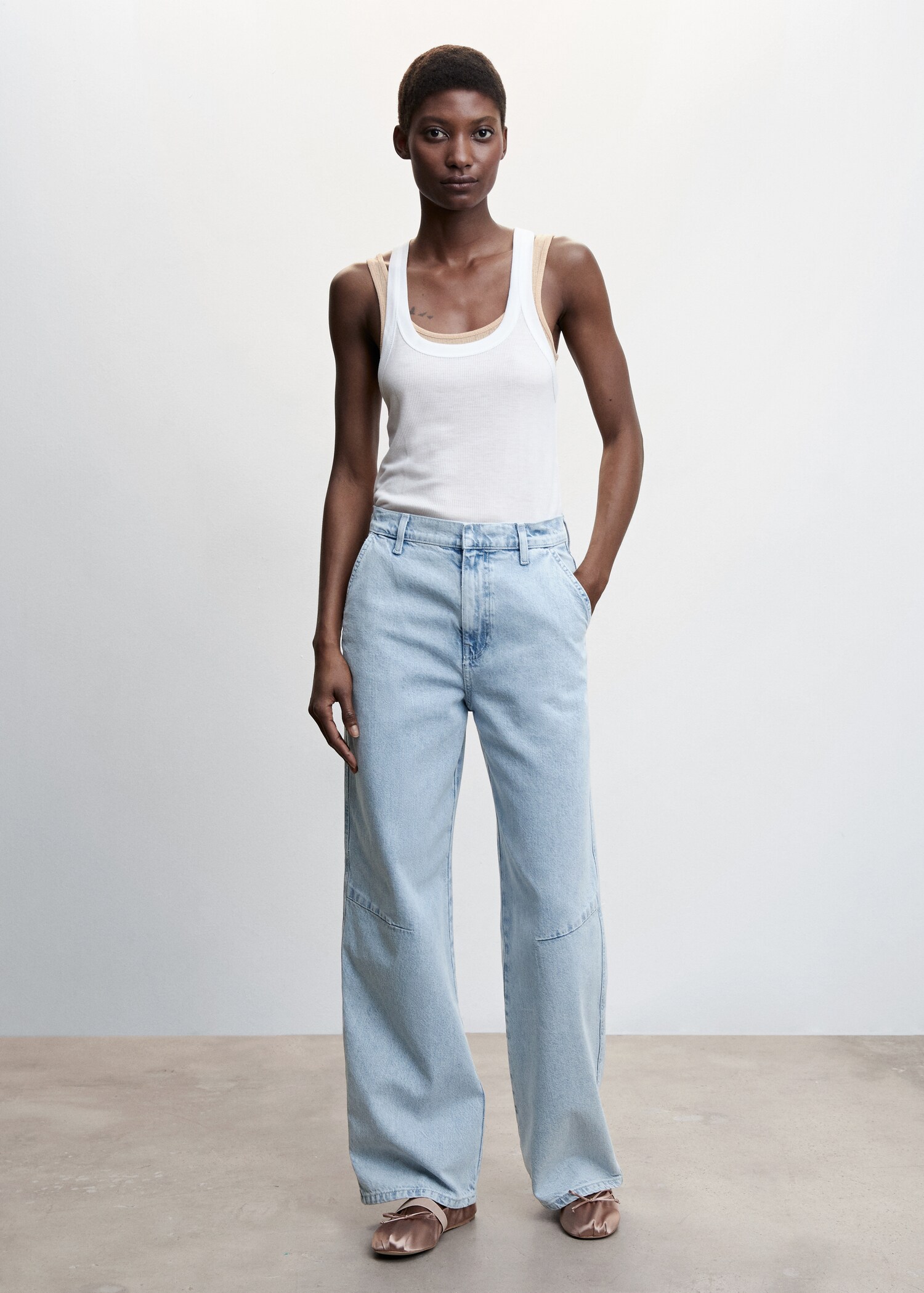 Wideleg mid-rise jeans - General plane