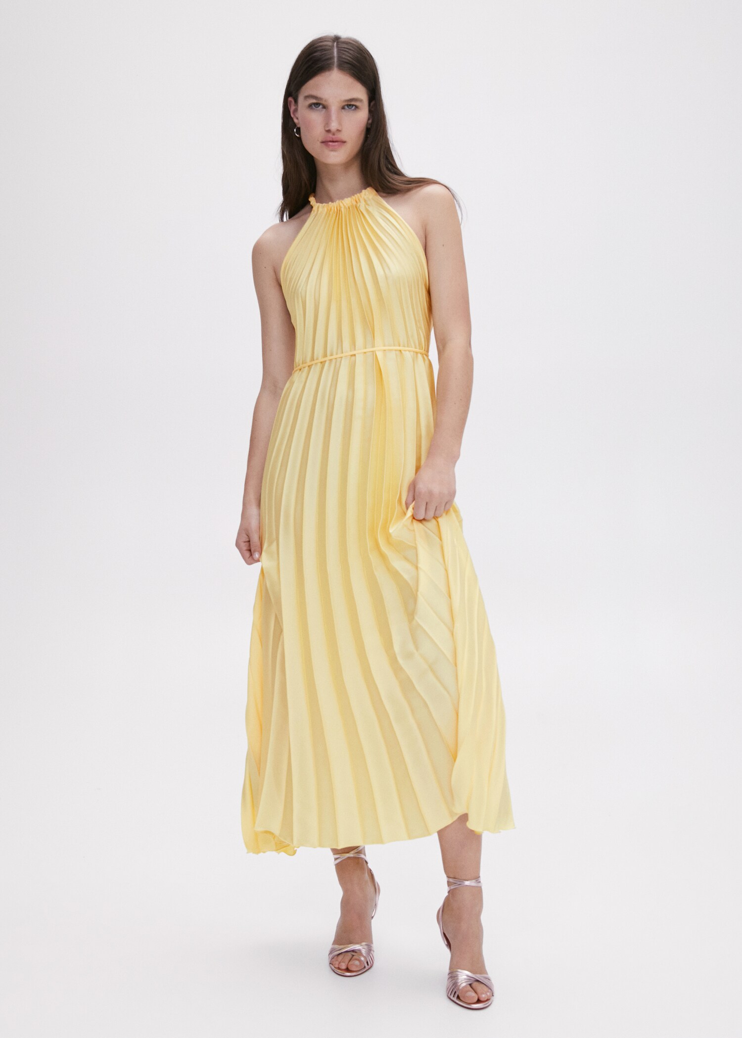 Pleated halter neck dress - General plane