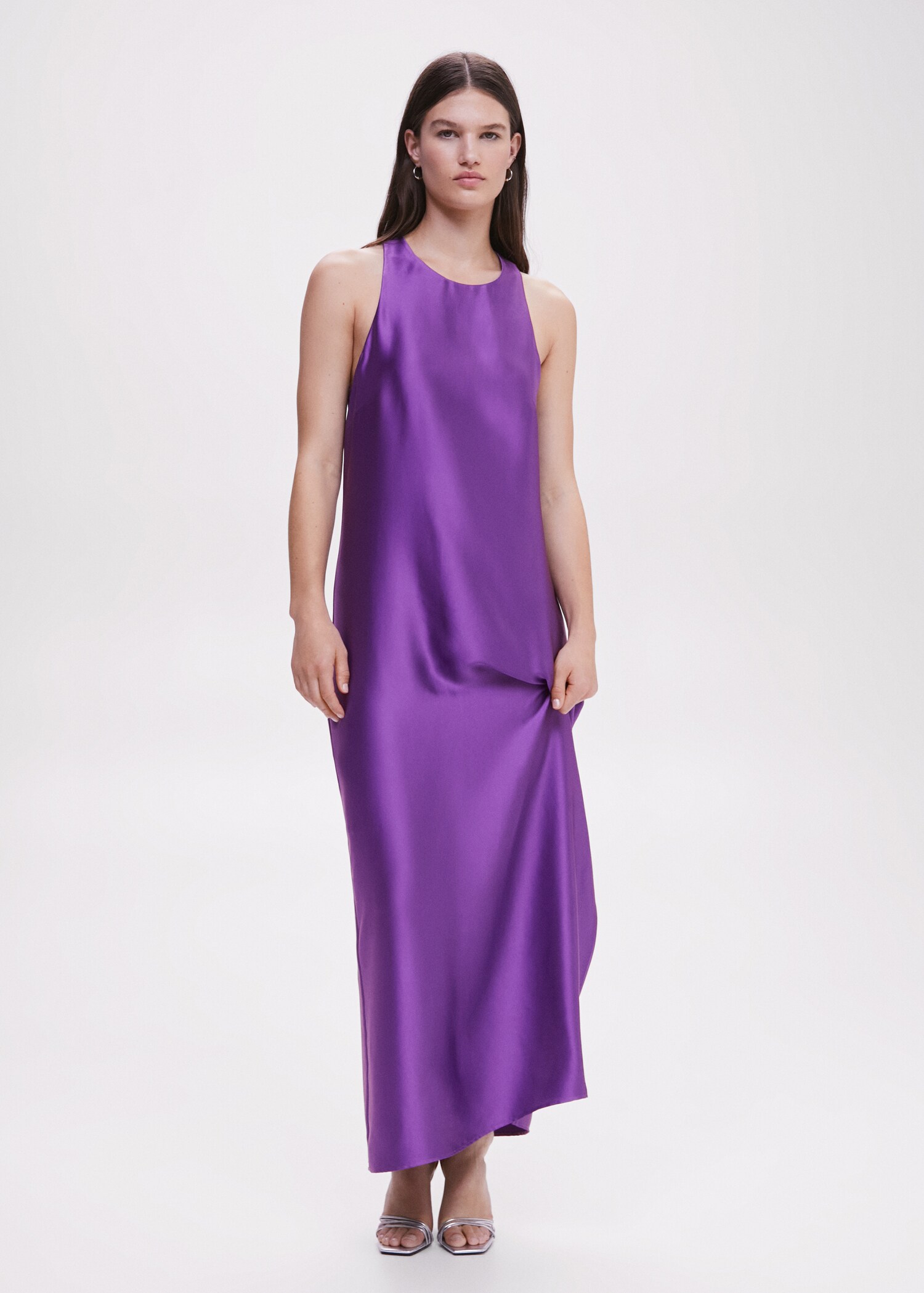 Satin cross-back dress - General plane