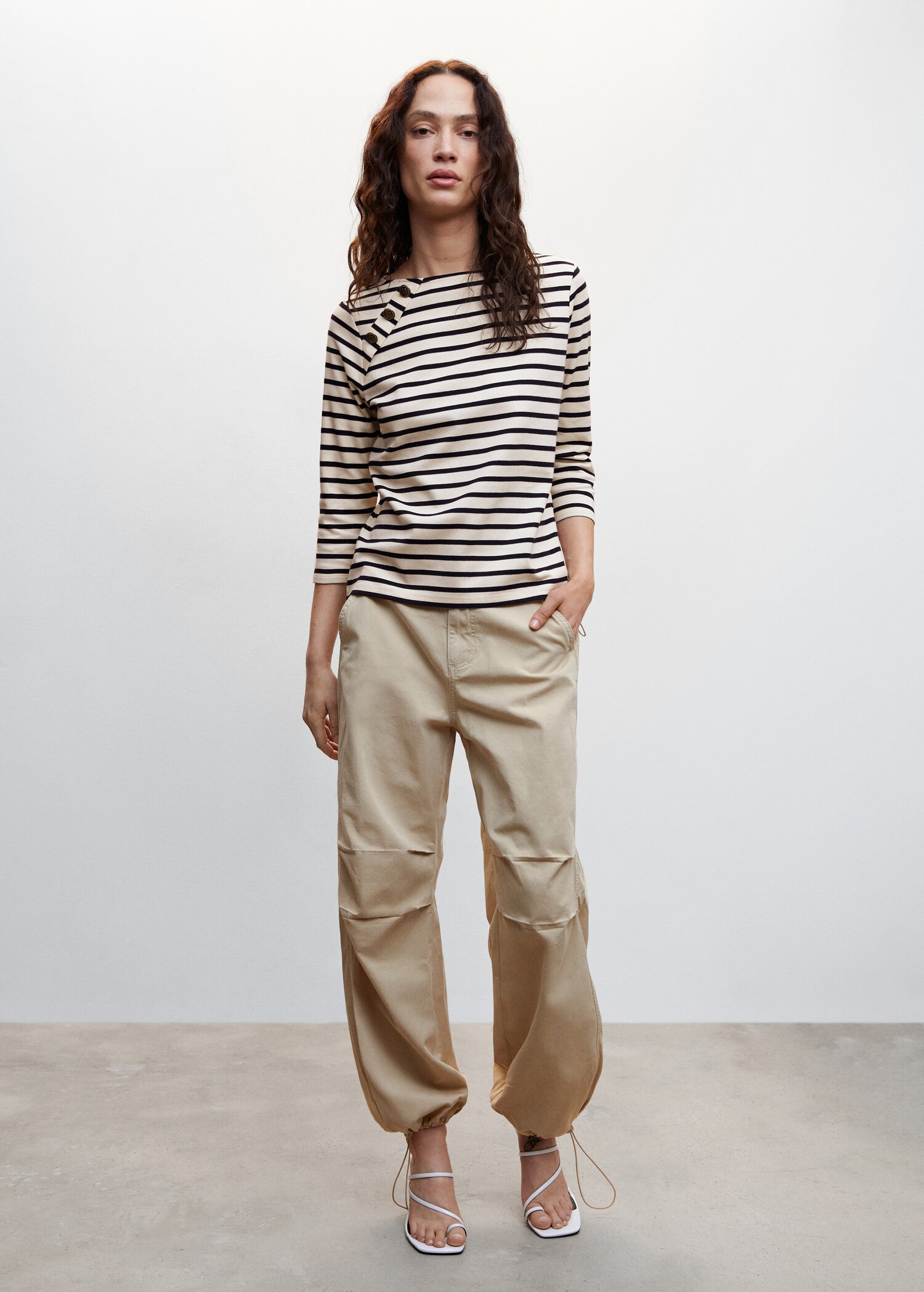 Buttoned striped T-shirt - General plane