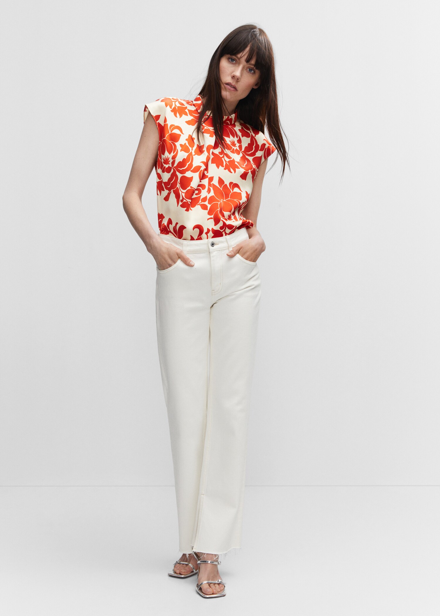 Floral satin blouse - General plane