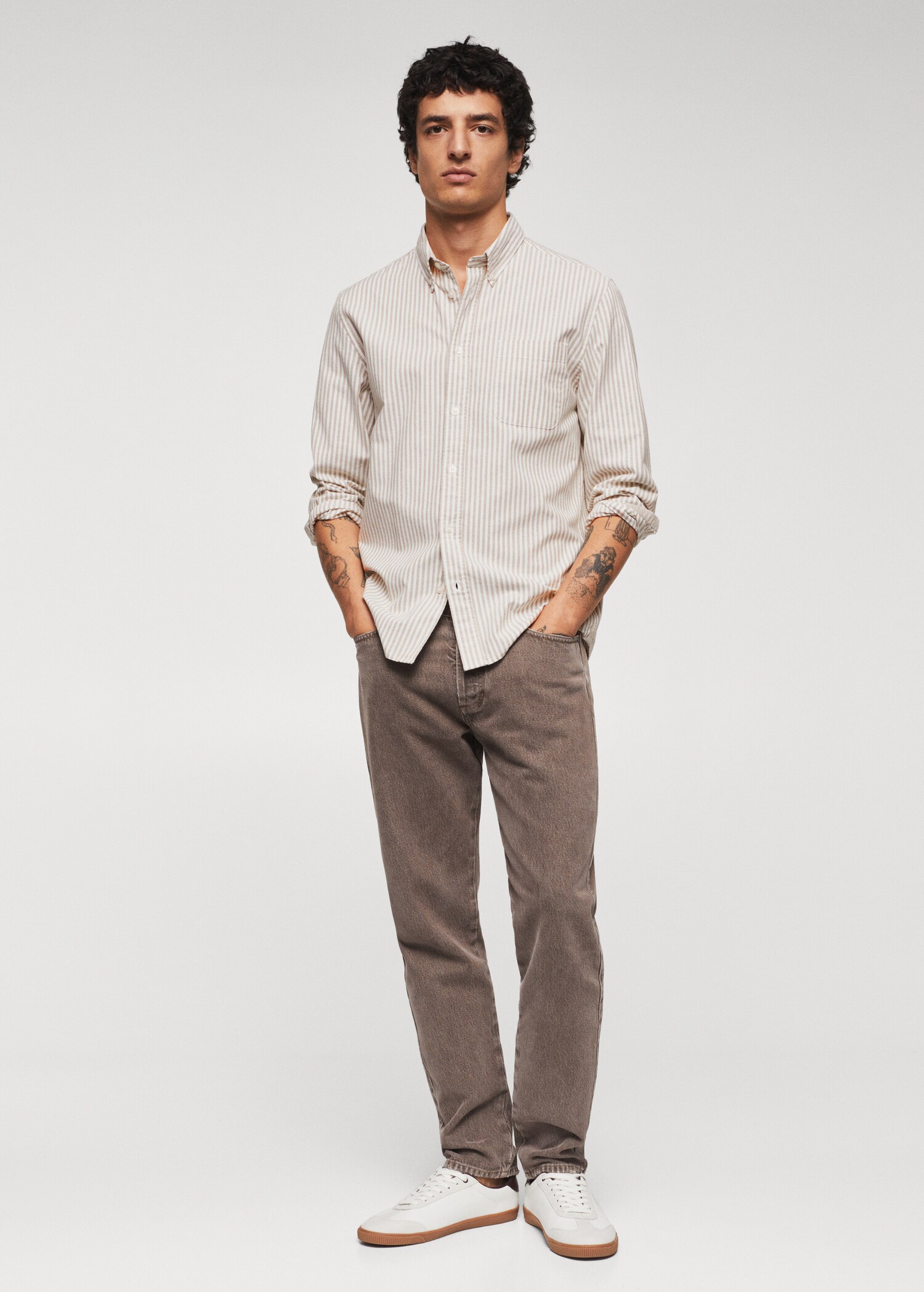 Camisa regular fit algodón rayas - Plano general