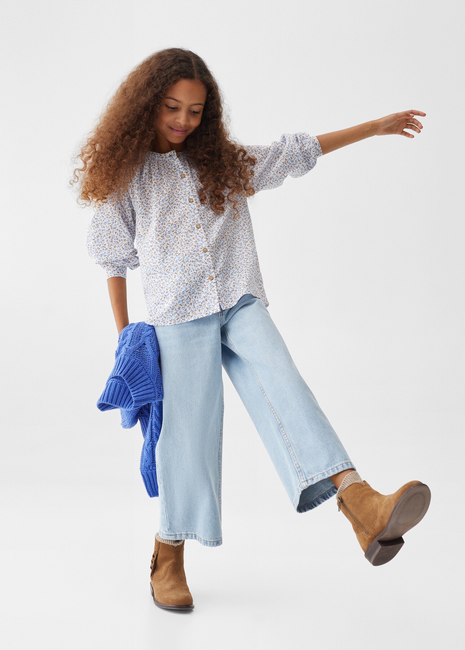 Blouse met bloemetjesprint - Overzichtstekening