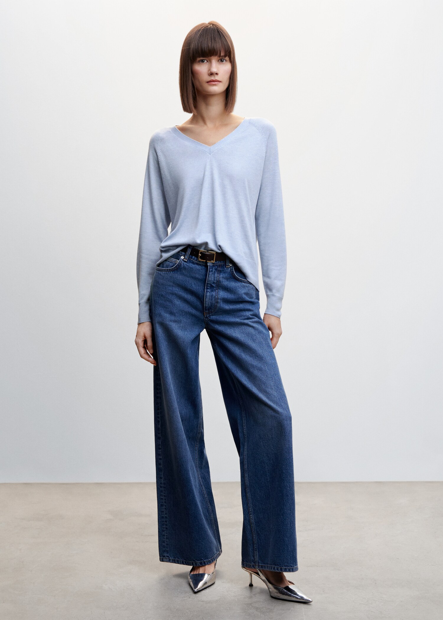 Fine-knit V-neck sweater - General plane