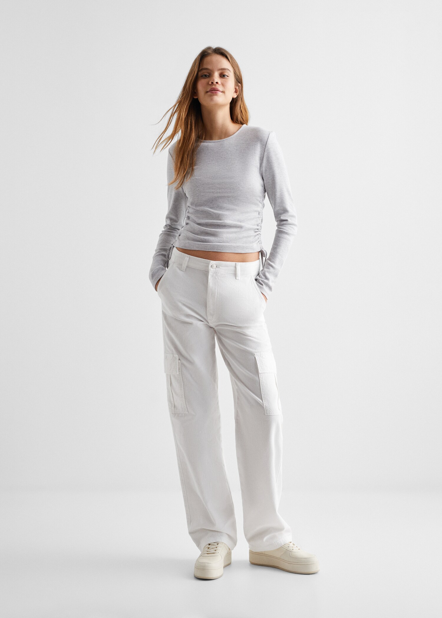 Ruched detail knitted t-shirt - General plane