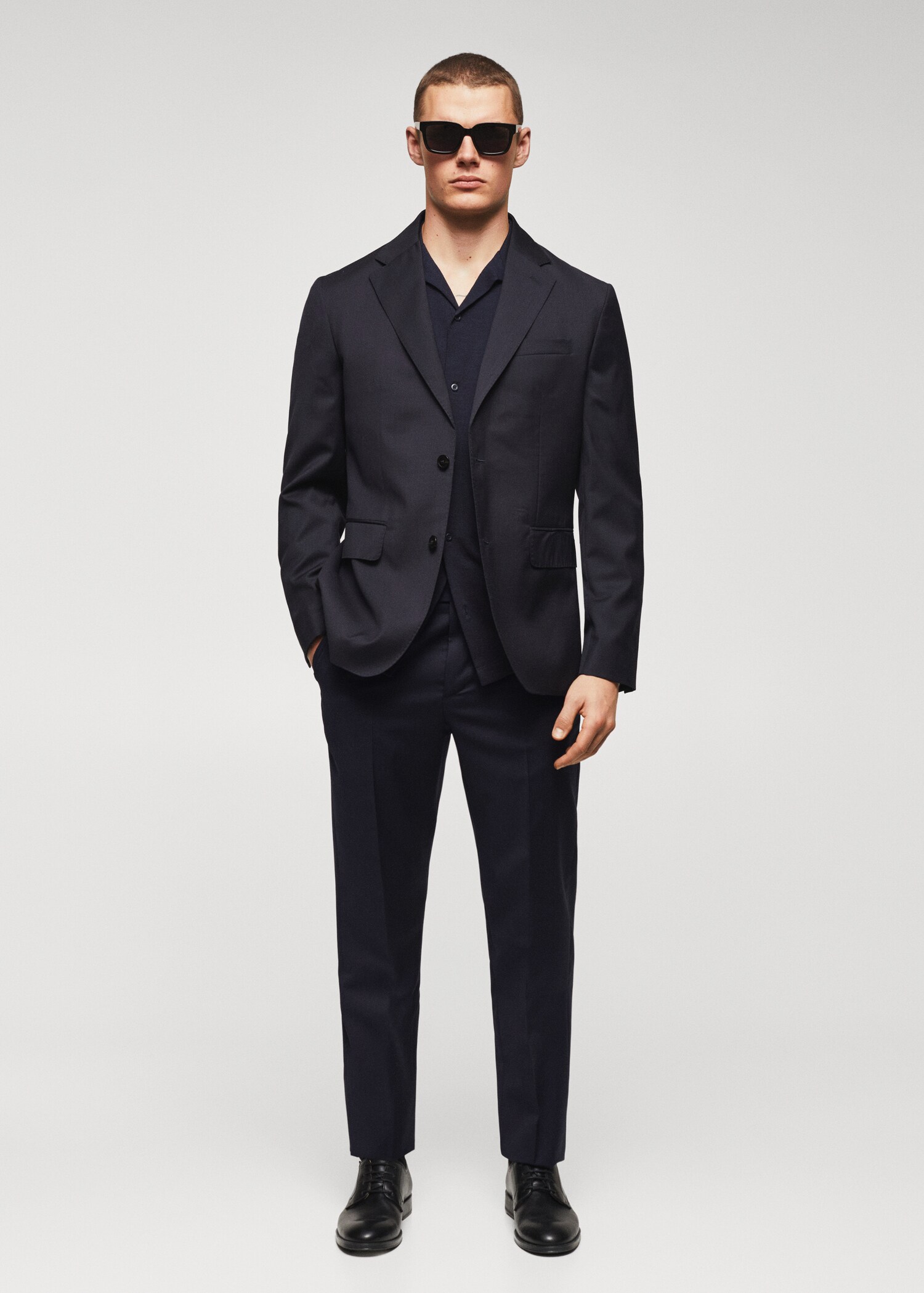 Slim fit virgin wool suit trousers - General plane