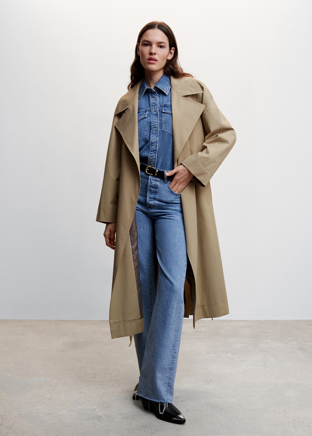 Oversized cotton trench coat - Women | MANGO China