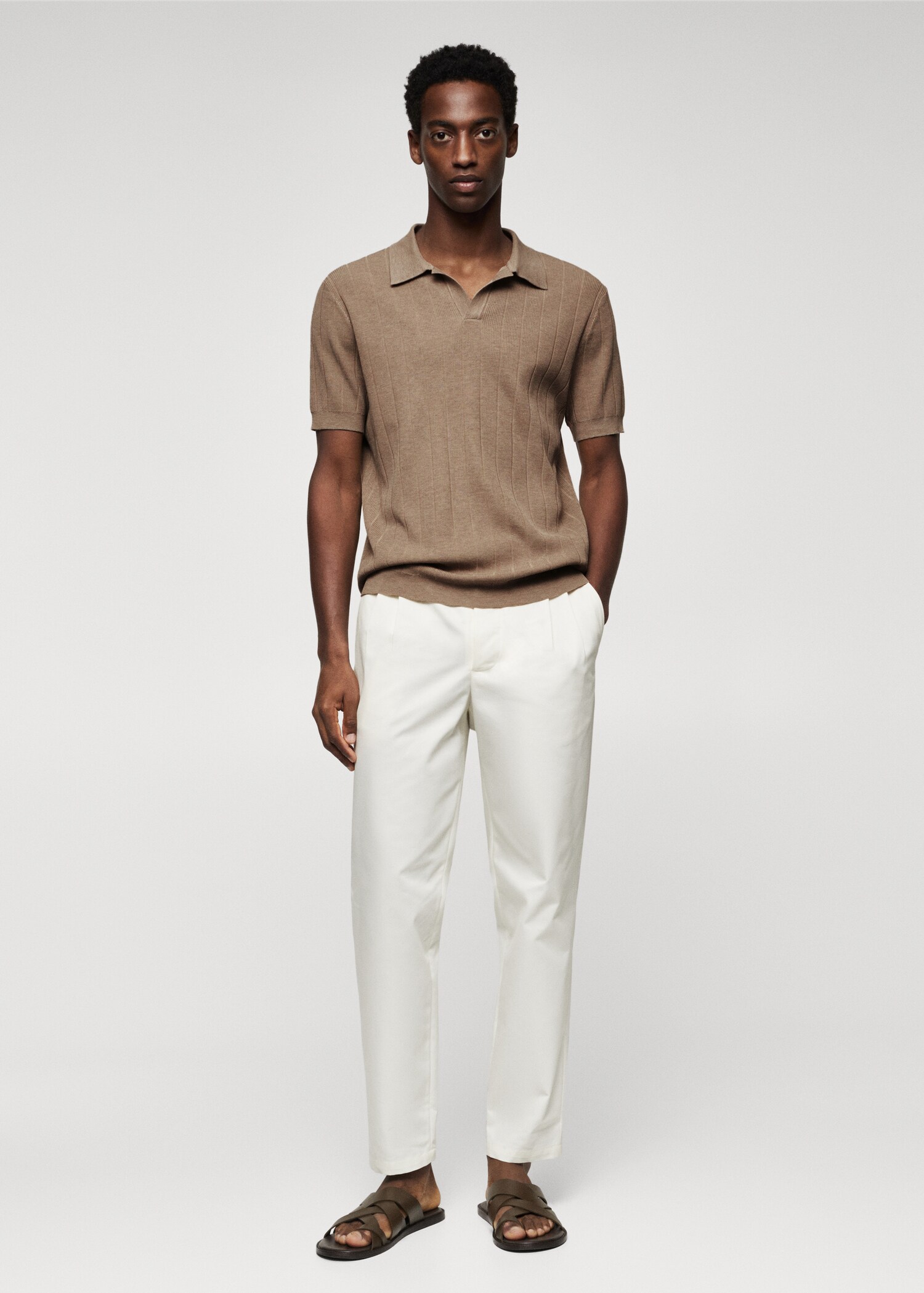 Structured modal knitted polo shirt - General plane