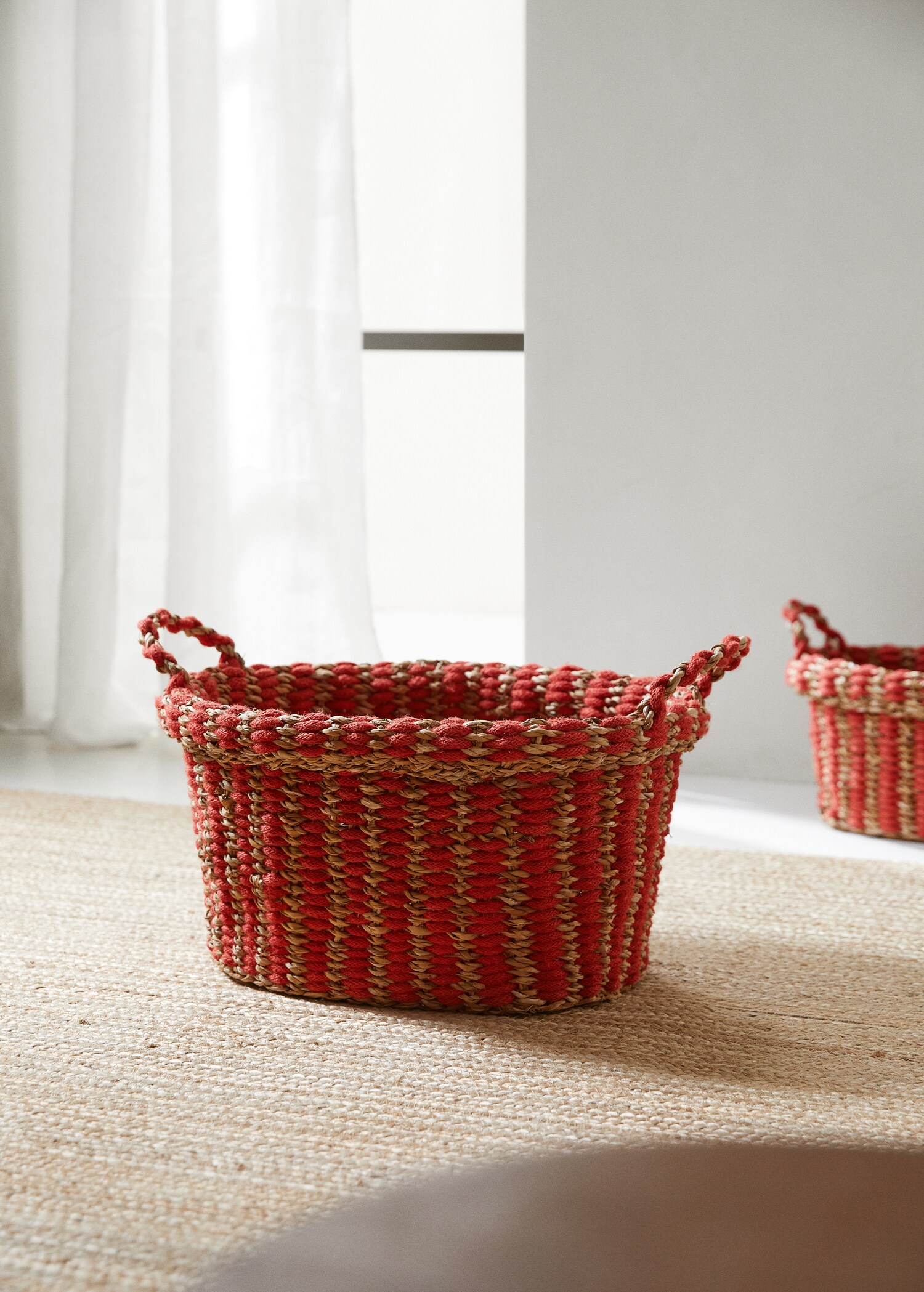 Coș combinat din iută și rogoz 35x27 cm - Plan general