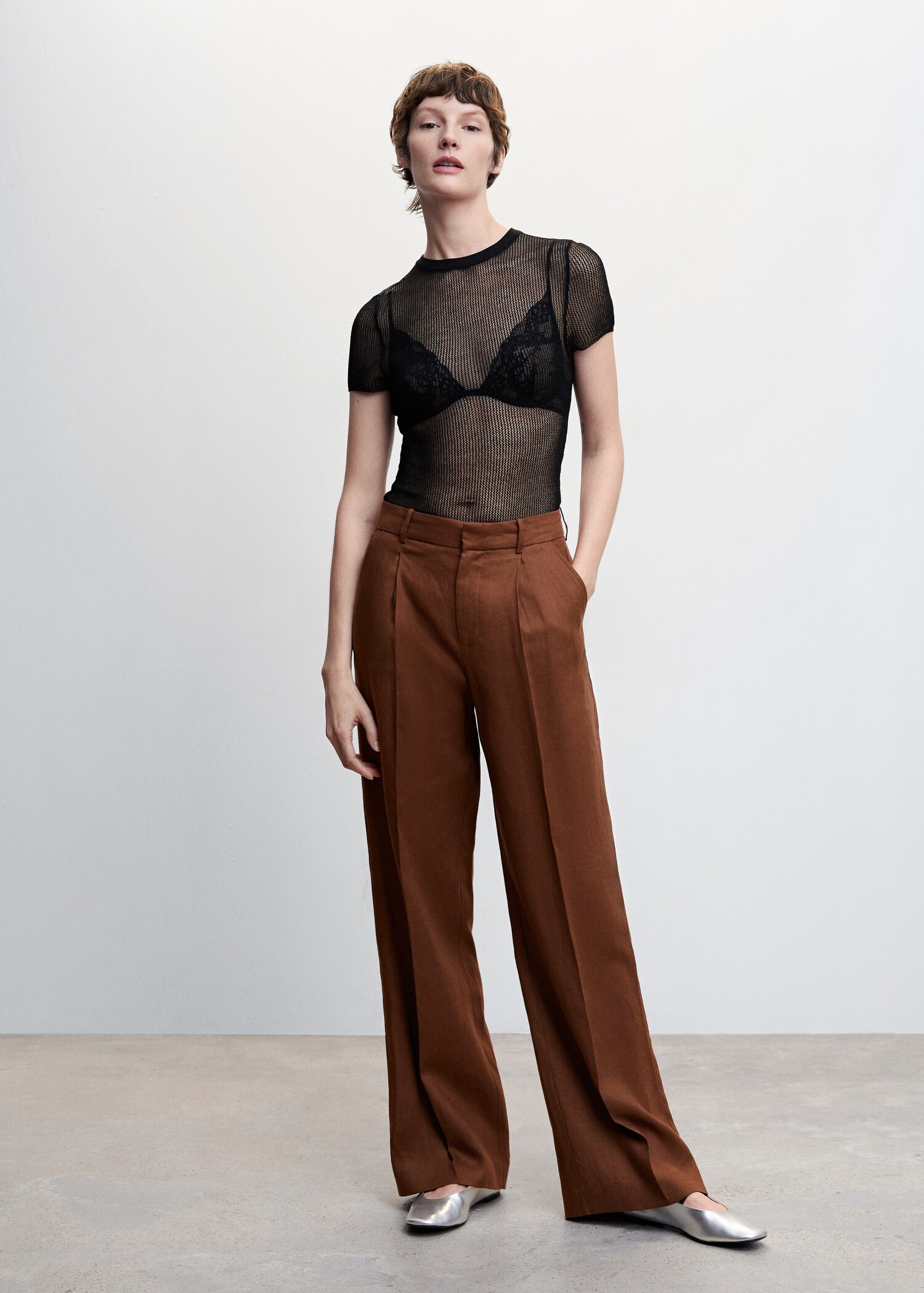 Straight linen-blend pants - General plane