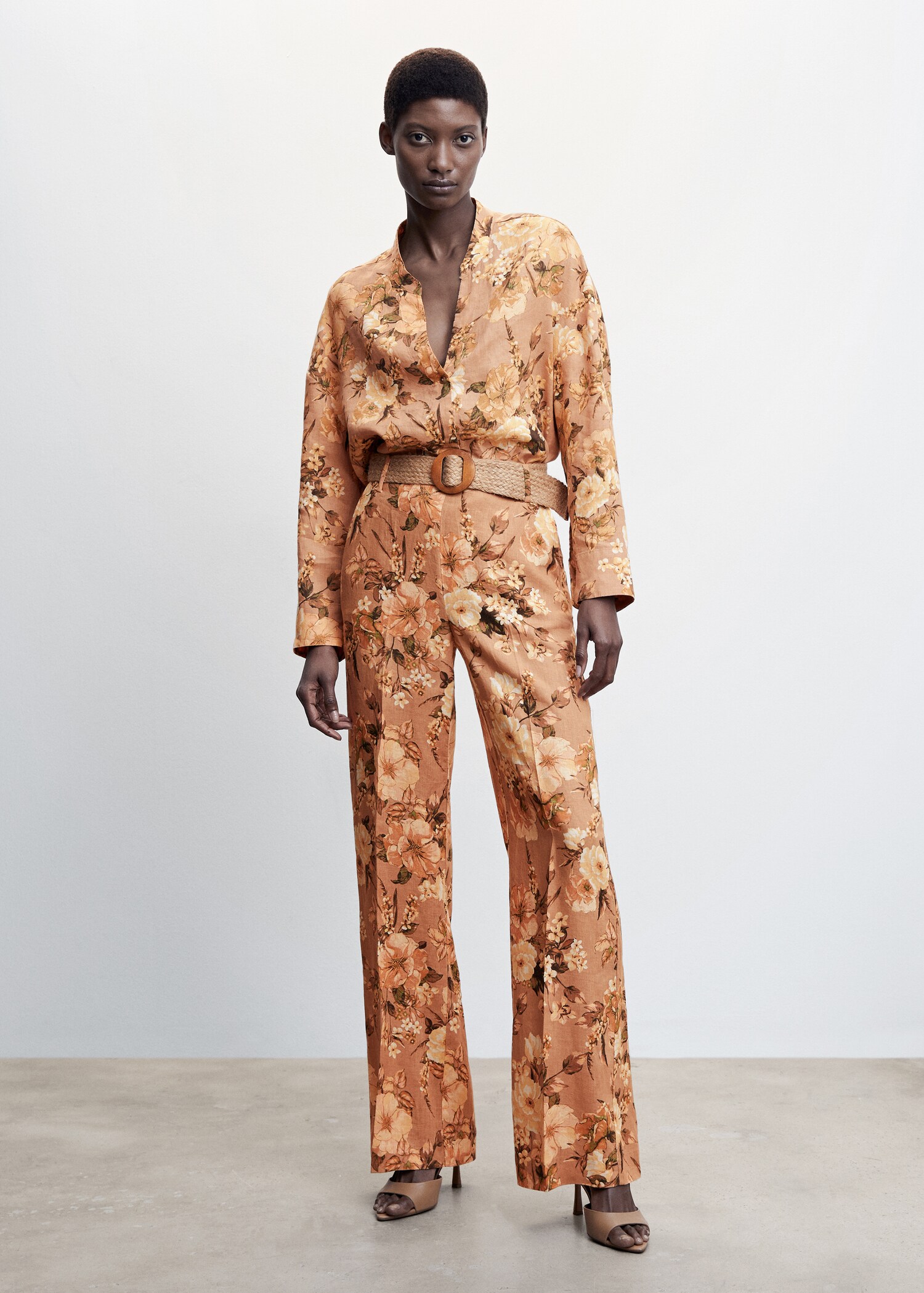 Floral linen pants - General plane