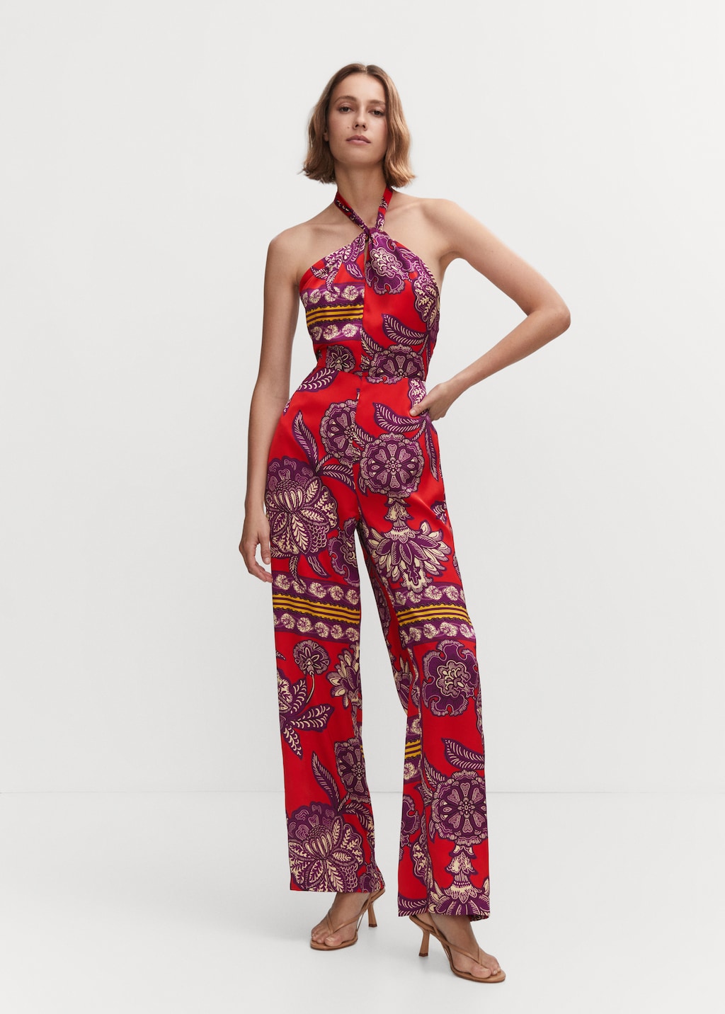 ✽✨スター地紋　モダンな長襦袢✨✽ Marble Plisse Halter Neck Jumpsuit | boohoo
