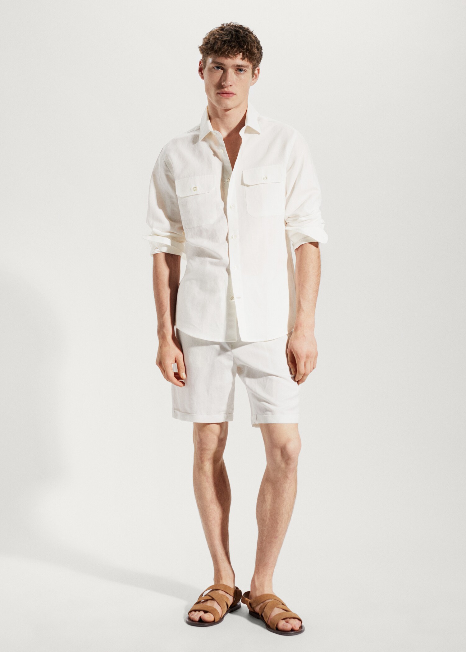 Linen-blend Bermuda shorts - General plane