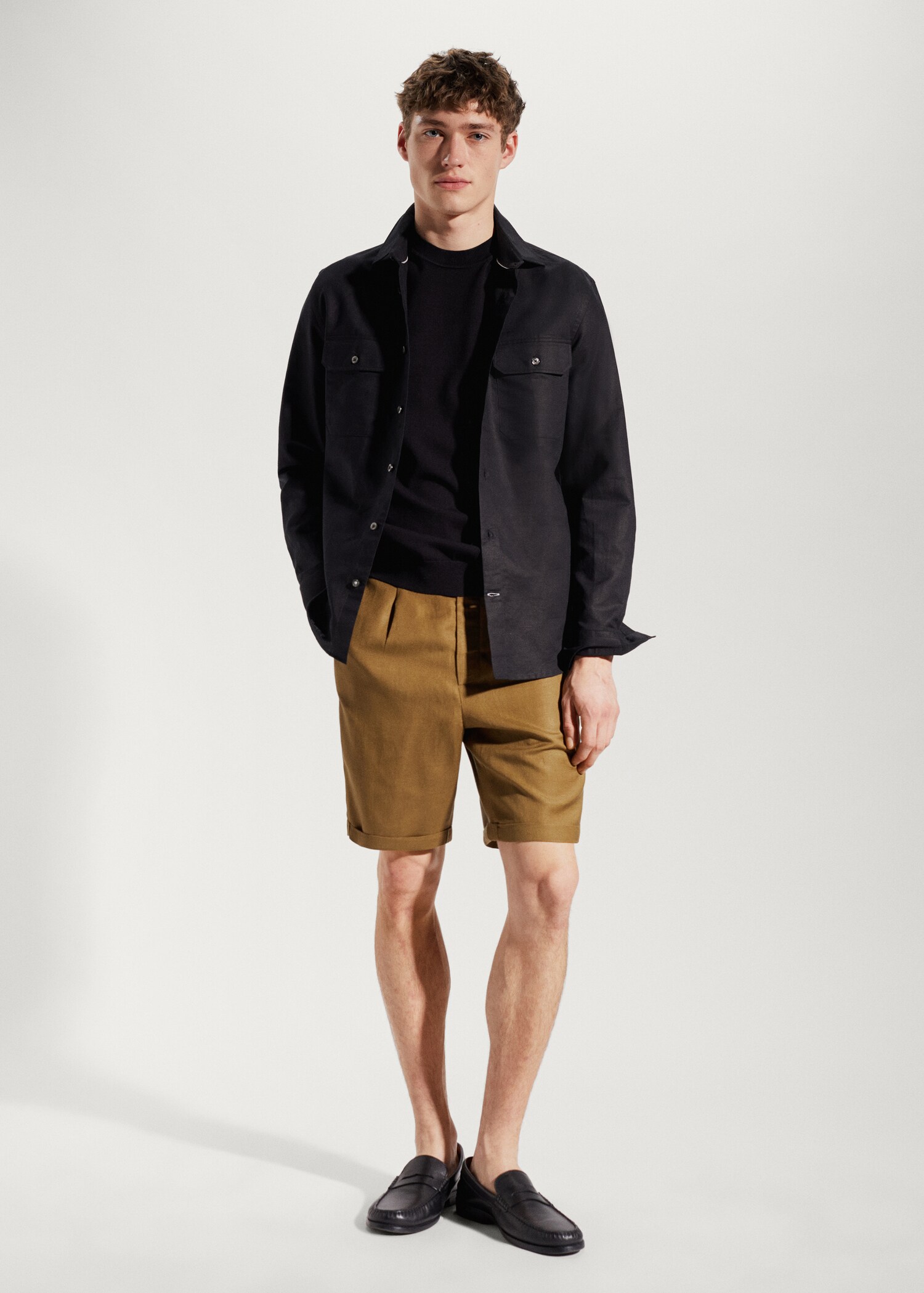 Linen-blend Bermuda shorts - General plane