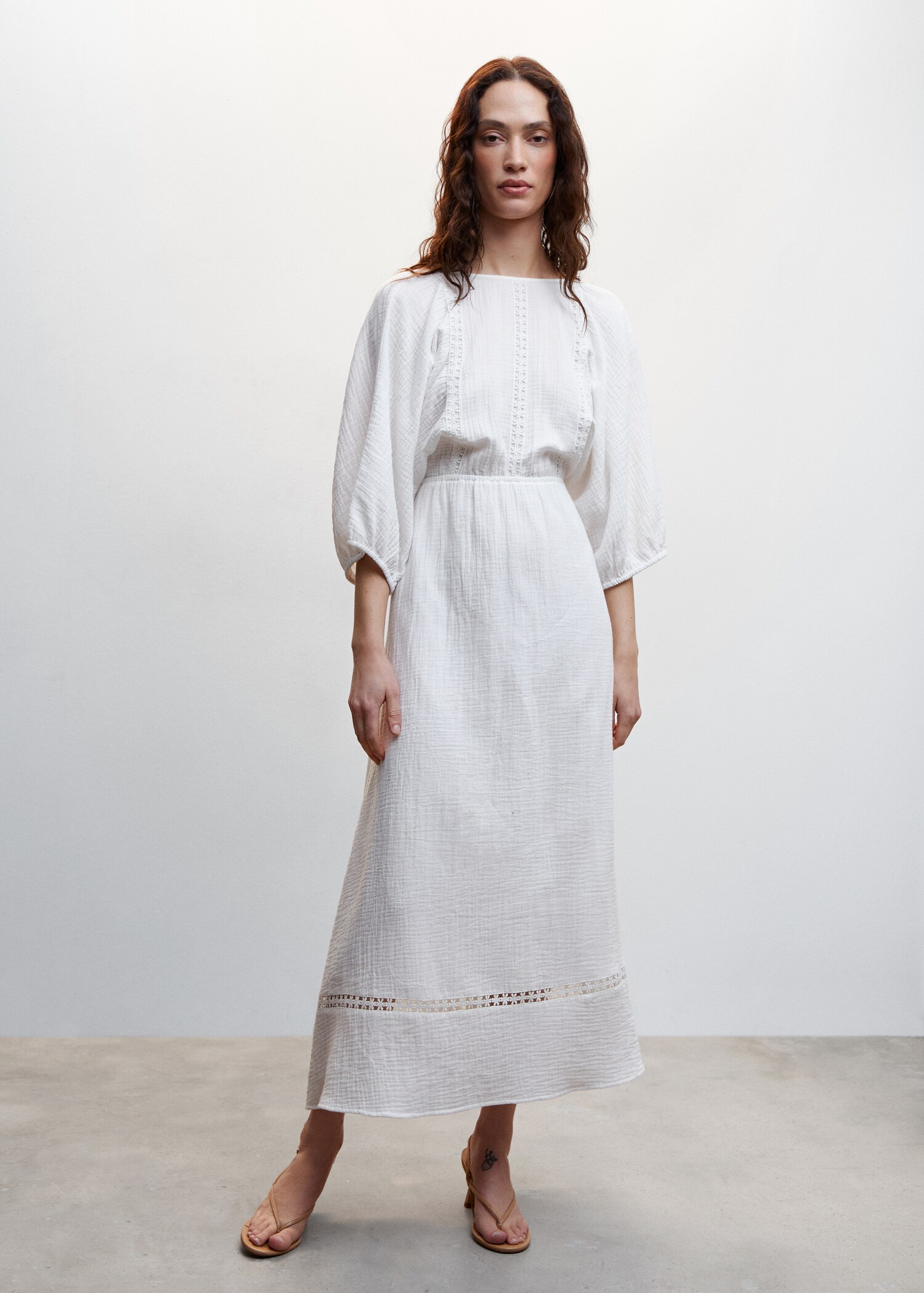 Cotton dress with rear bow - General plane