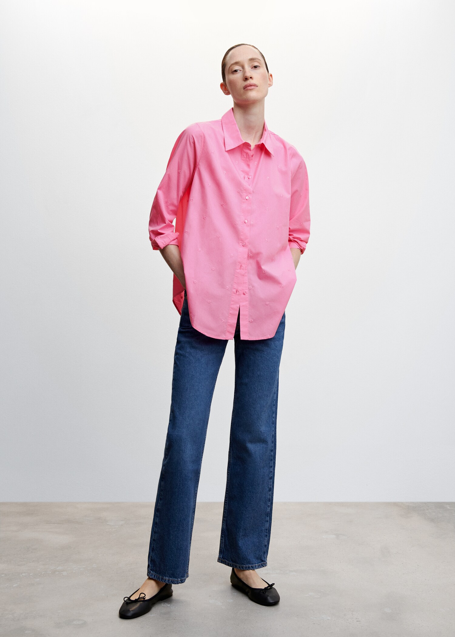 Embroidered flowers shirt - General plane