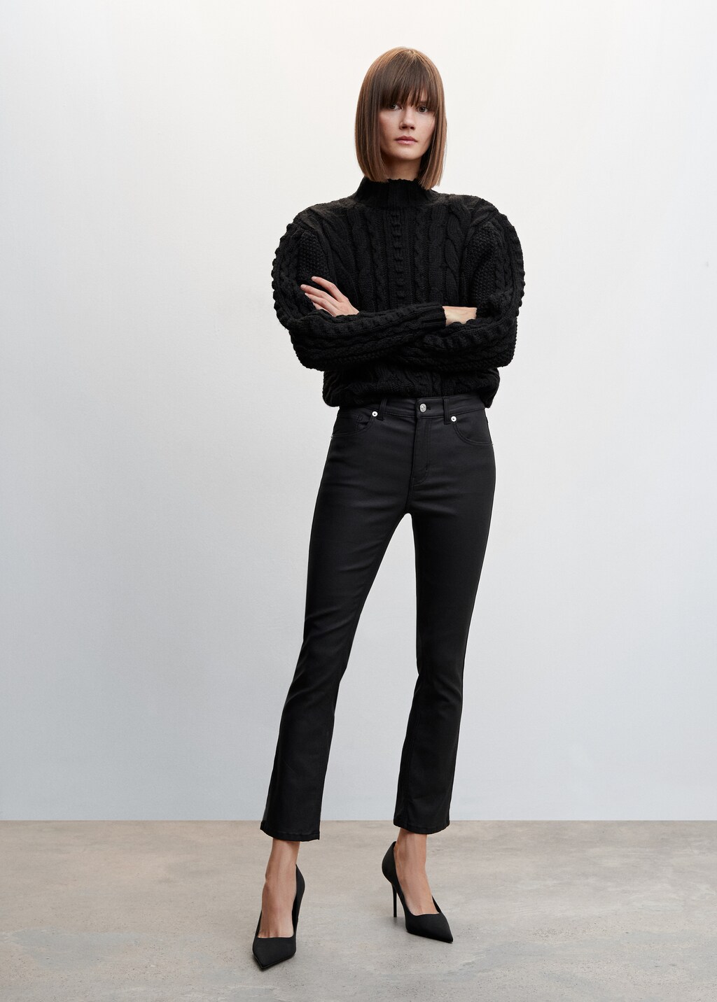 Pantalon enduit mango hotsell