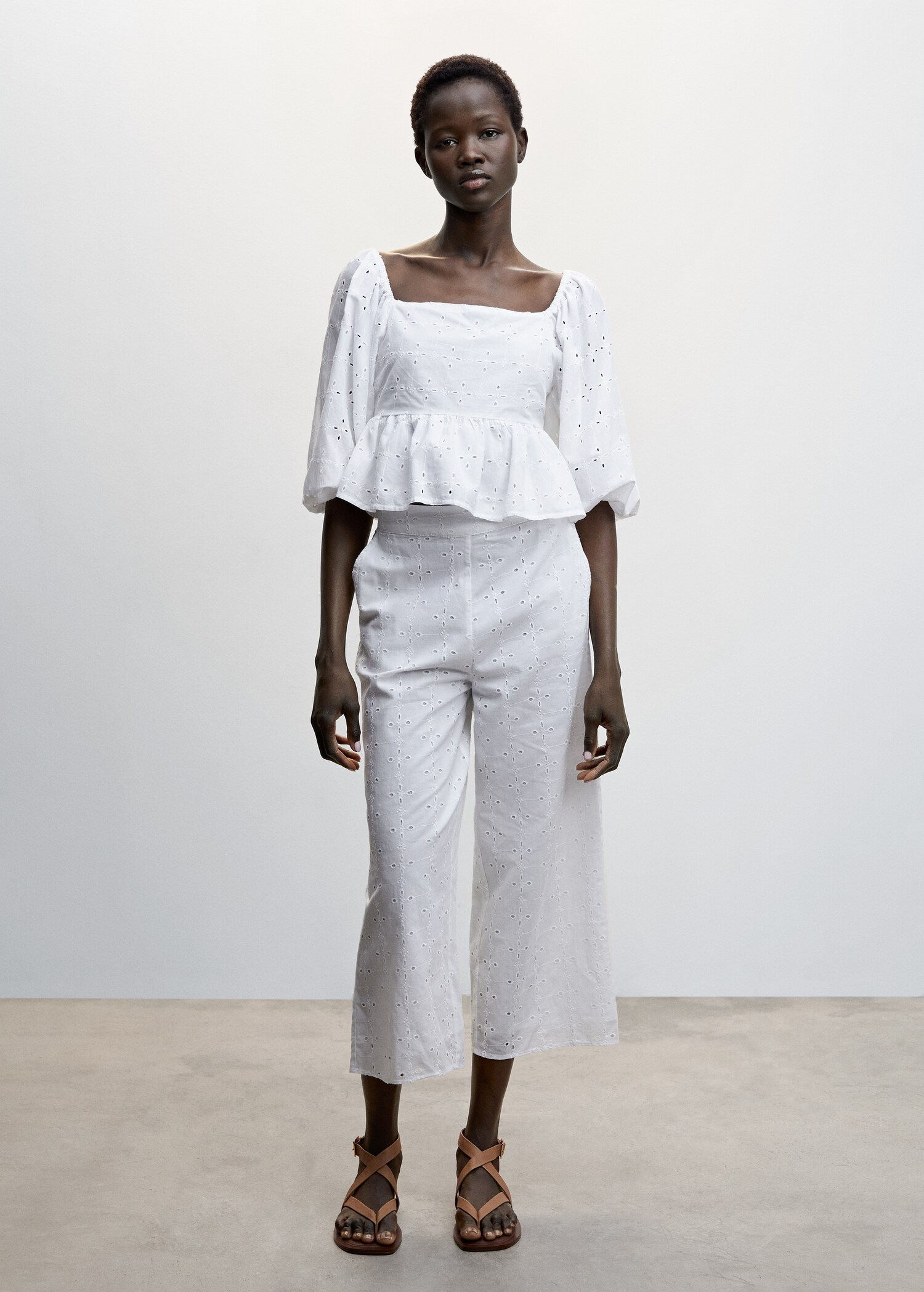 Embroidered cotton trousers - General plane