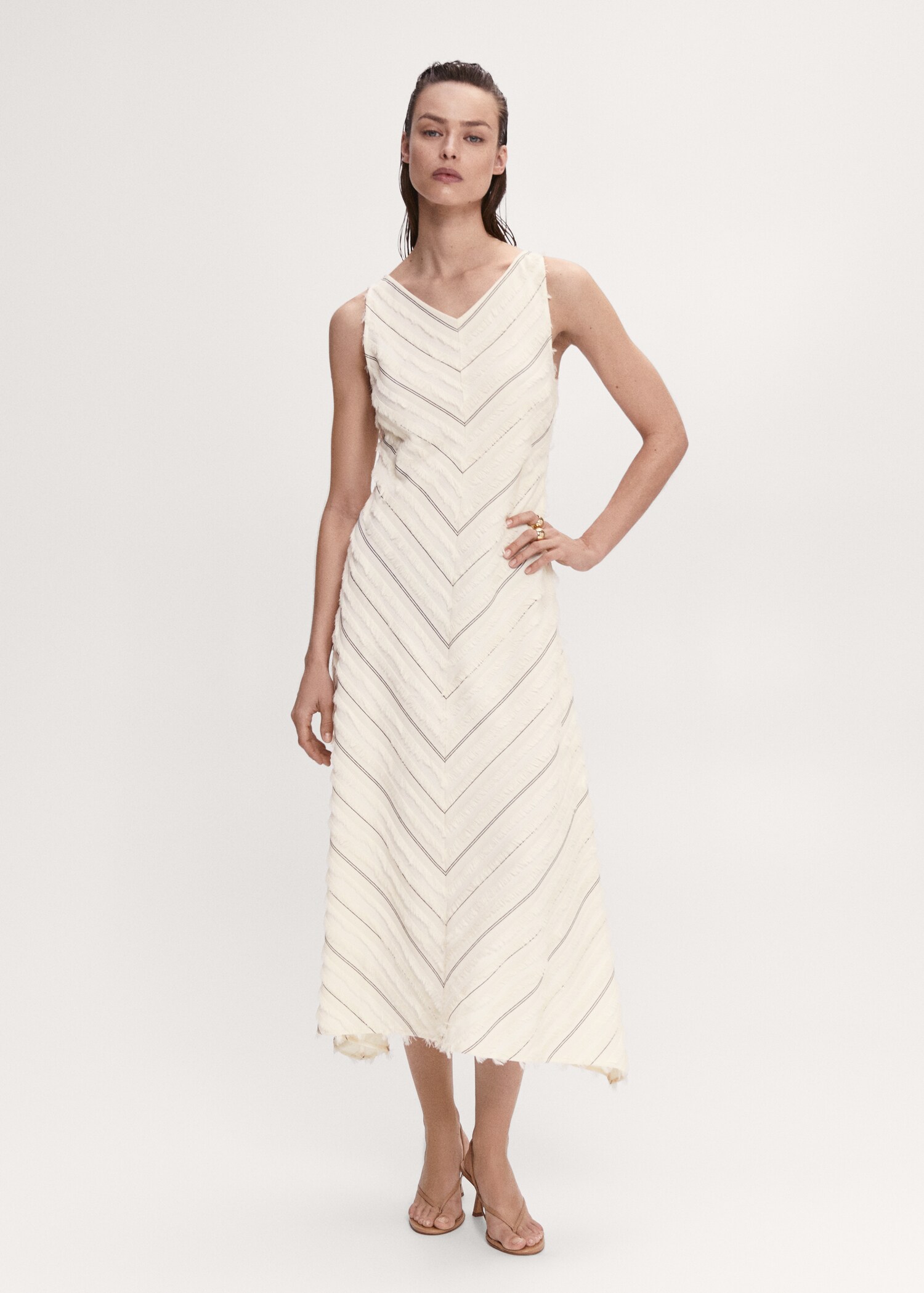 Striped flared dress - General plane