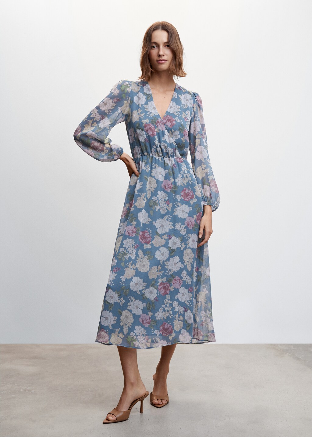 Floral chiffon dress Women MANGO Japan