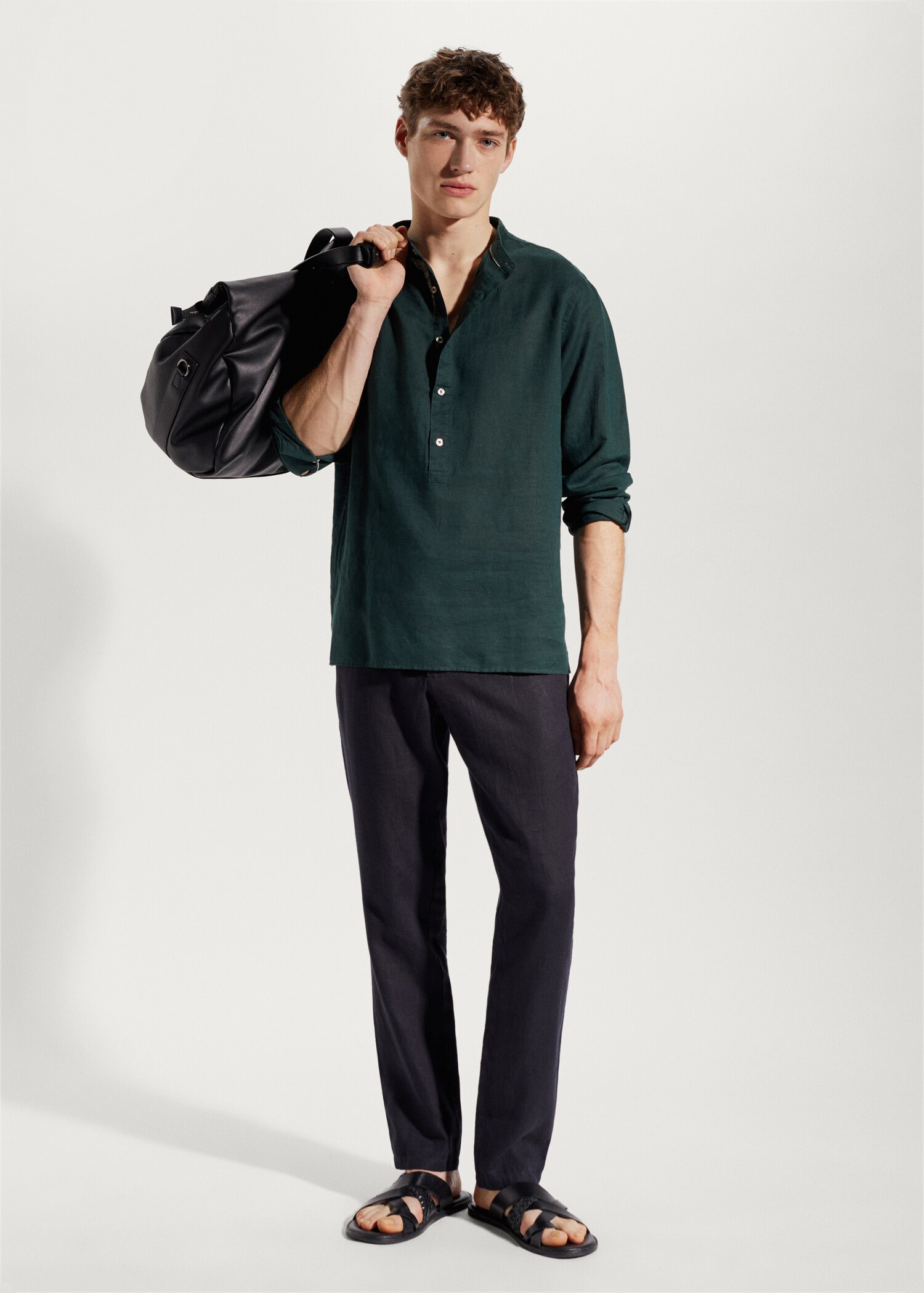 Chemise regular-fit lin col mao - Plan général