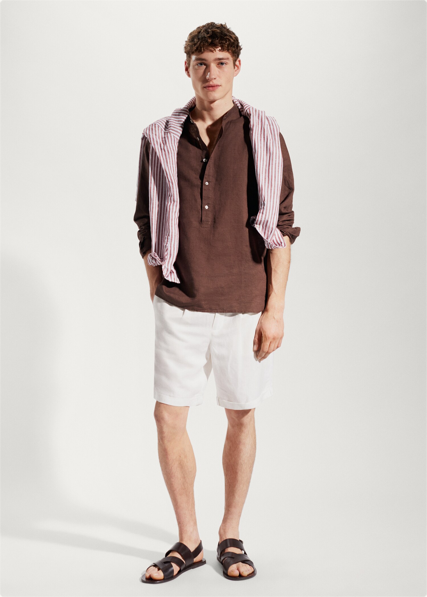 Chemise lin regular-fit col mao - Plan général