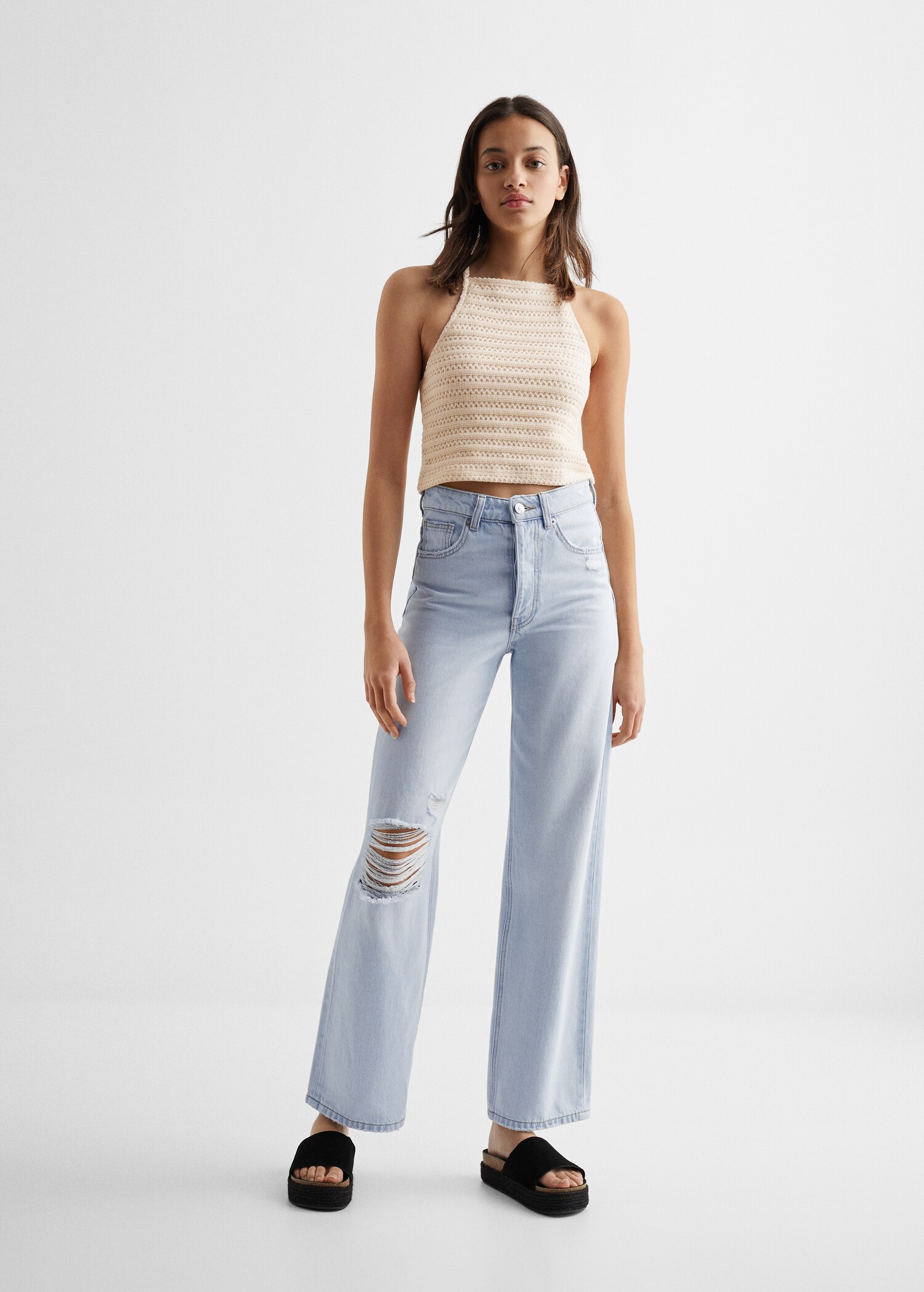 Crop-Top mit Ajourmuster - Allgemeine Ansicht