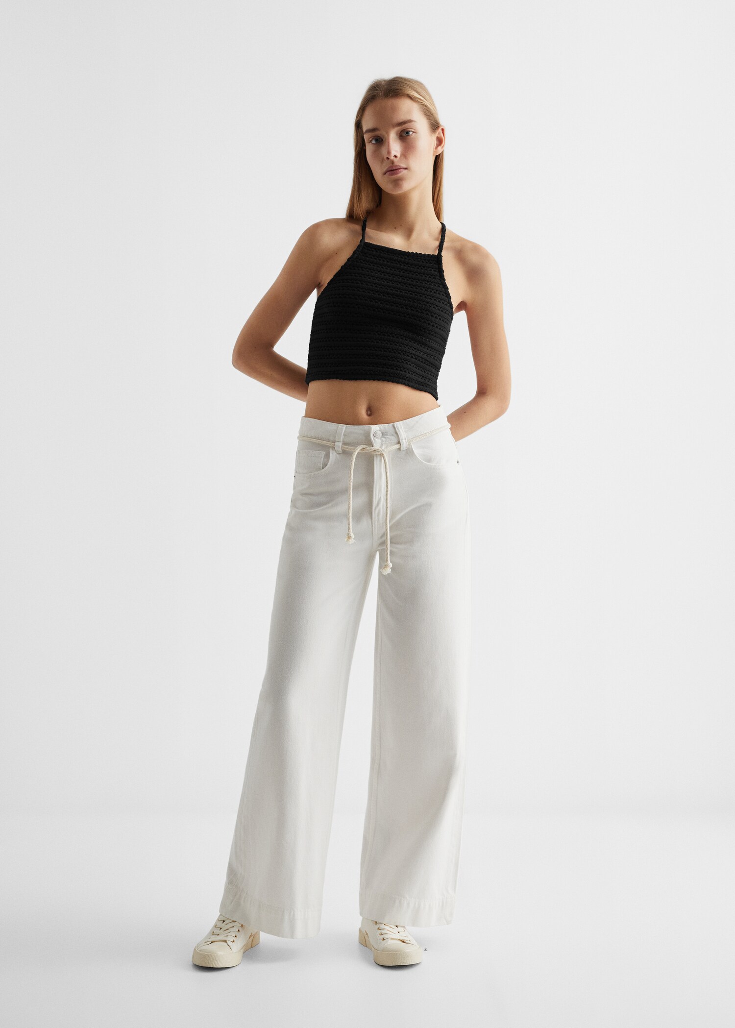 Crop-Top mit Ajourmuster - Allgemeine Ansicht