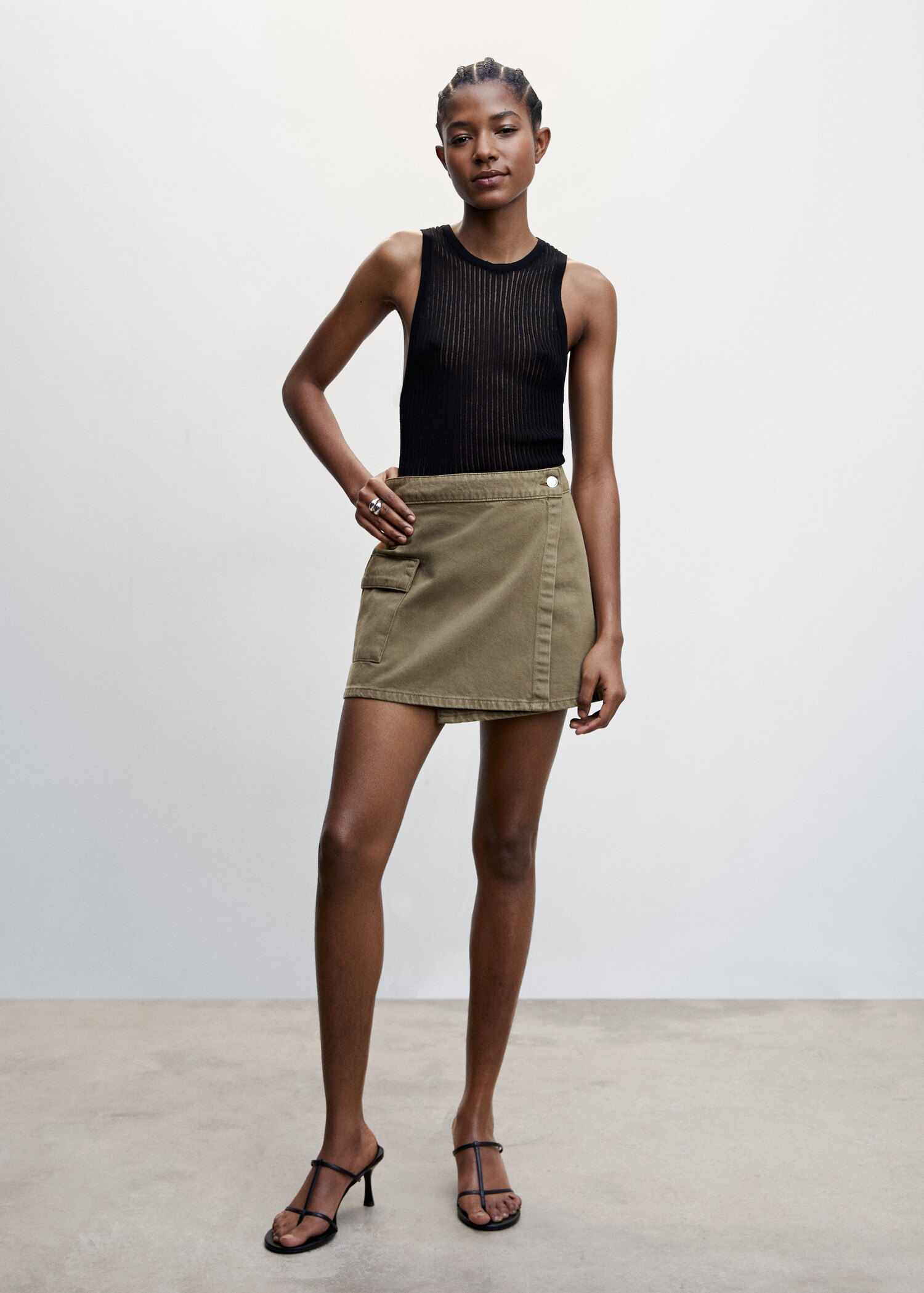 Crossed denim mini-skirt - General plane