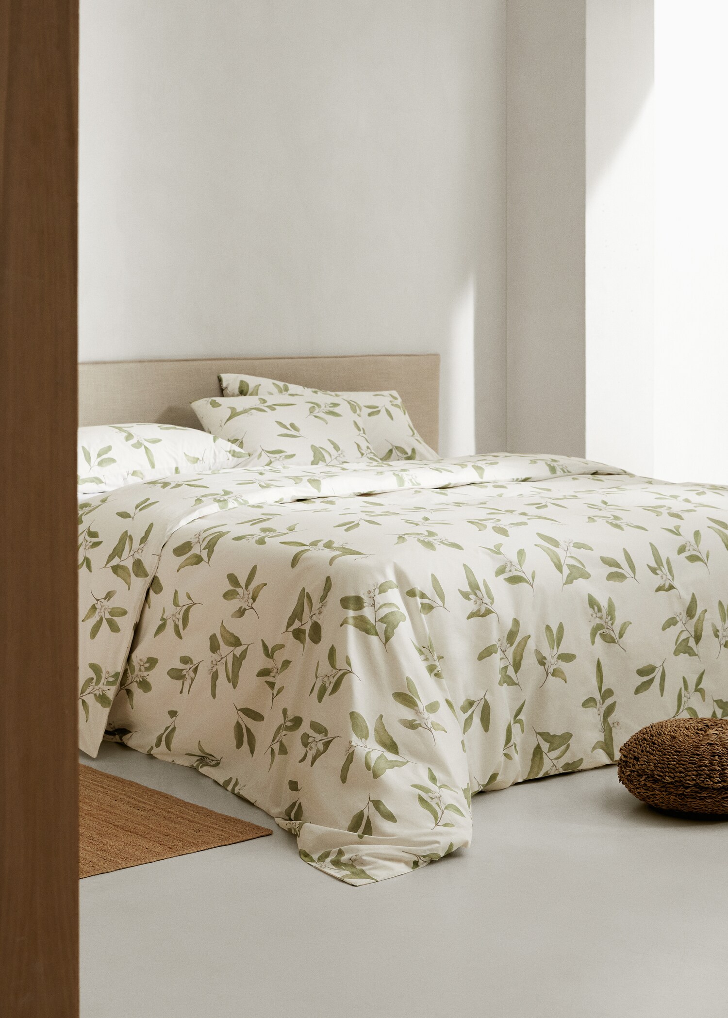 Bettbezug mit Blattmuster für 180 cm Bett - Allgemeine Ansicht