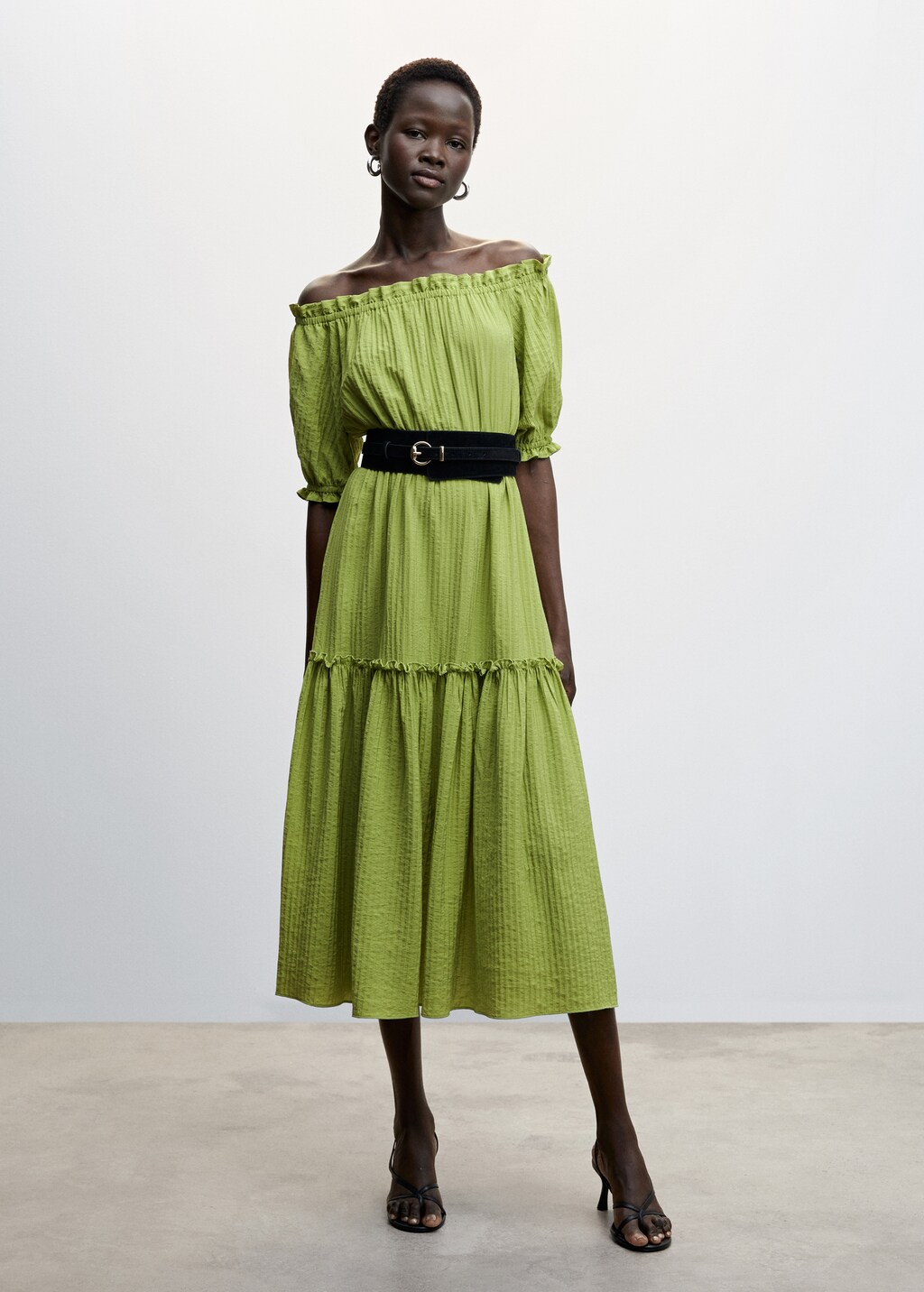 Robe texturee manches bouffantes Femme MANGO Maroc