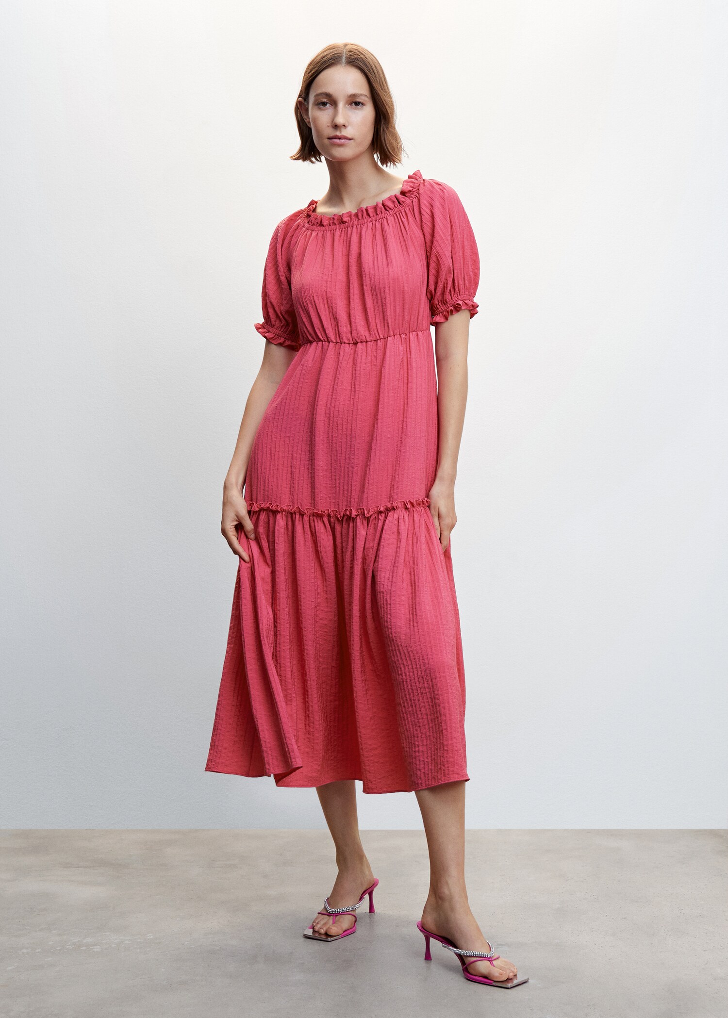 Robe texturée manches bouffantes - Plan général