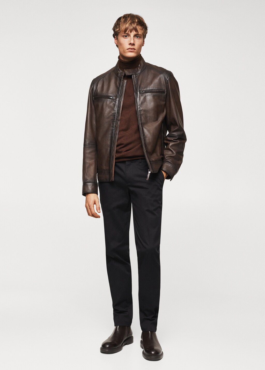 Pocket leather jacket Men MANGO Armenia