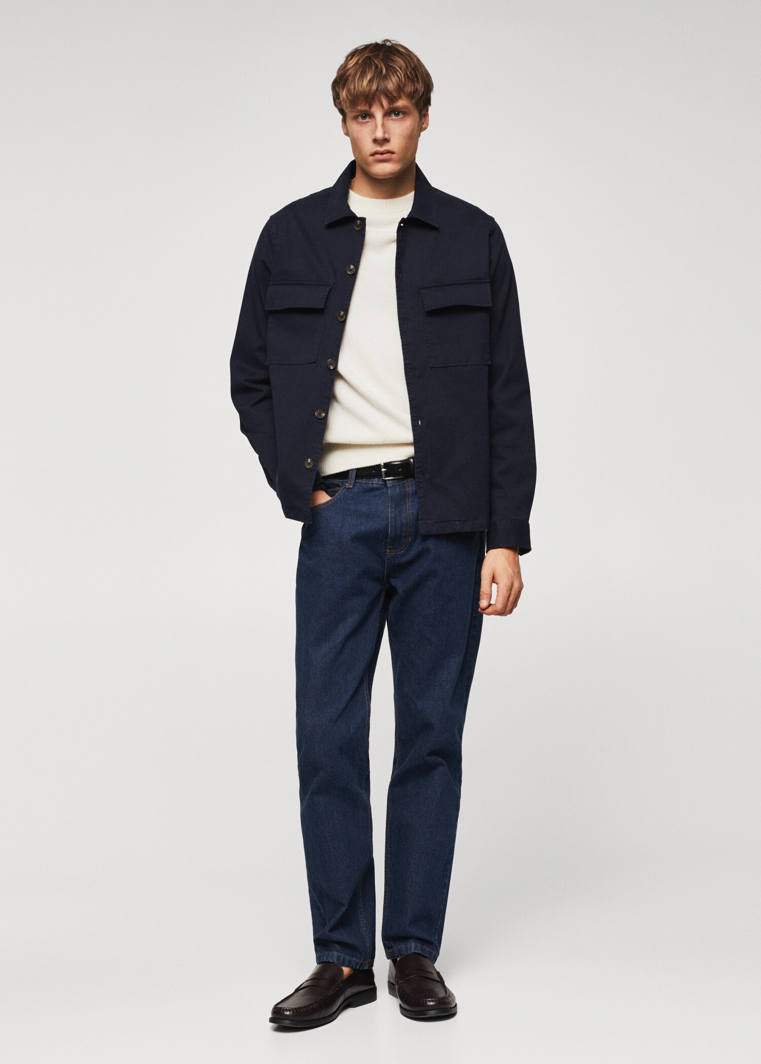 Chest-pocket cotton overshirt - General plane