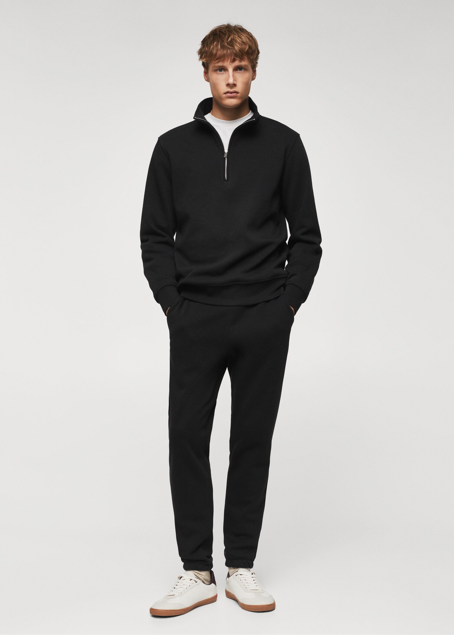 Sweat-shirt coton col zippé - Plan général
