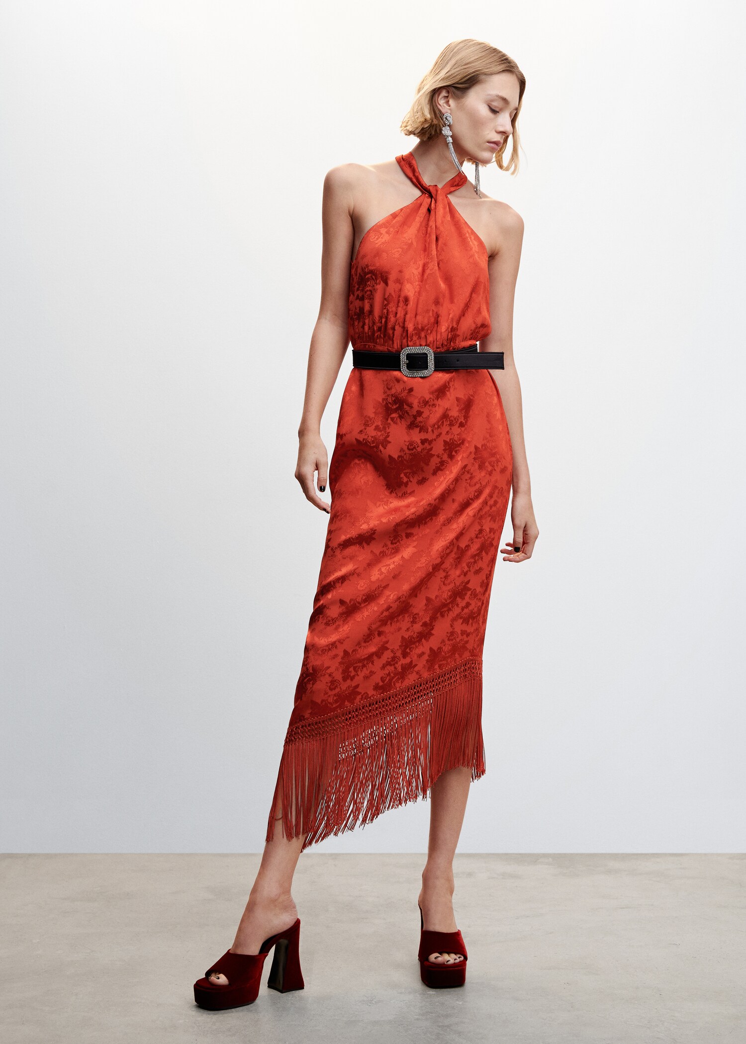Fringed jacquard dress - General plane