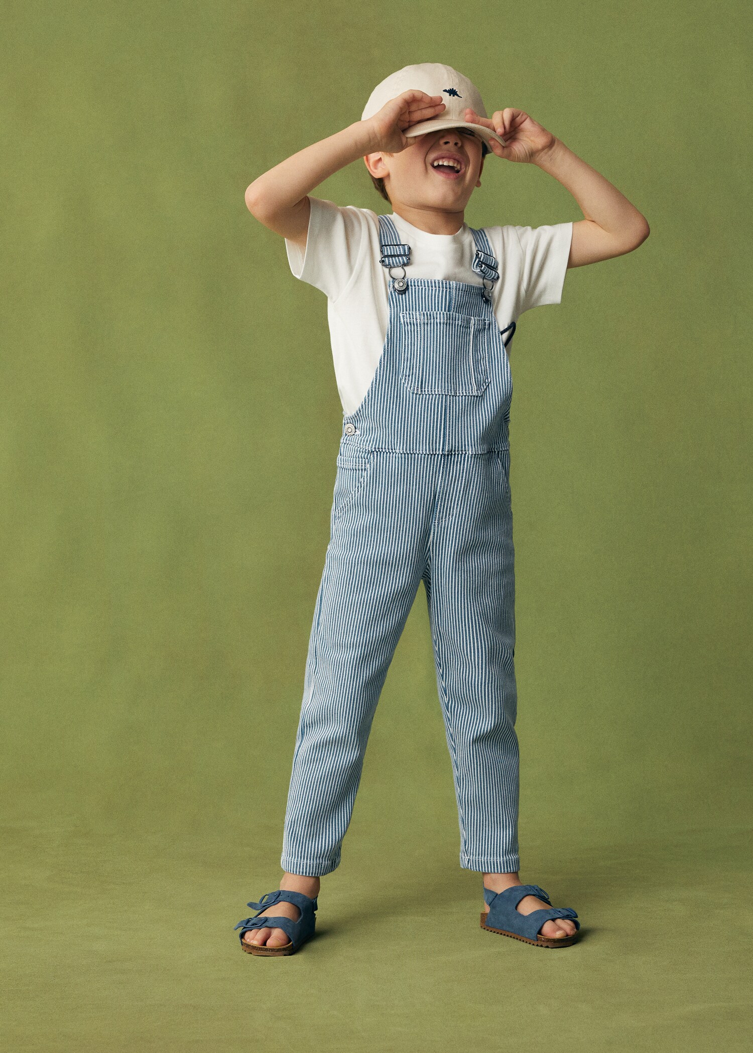 Stripete jumpsuit i denim - Total bildeutsnitt
