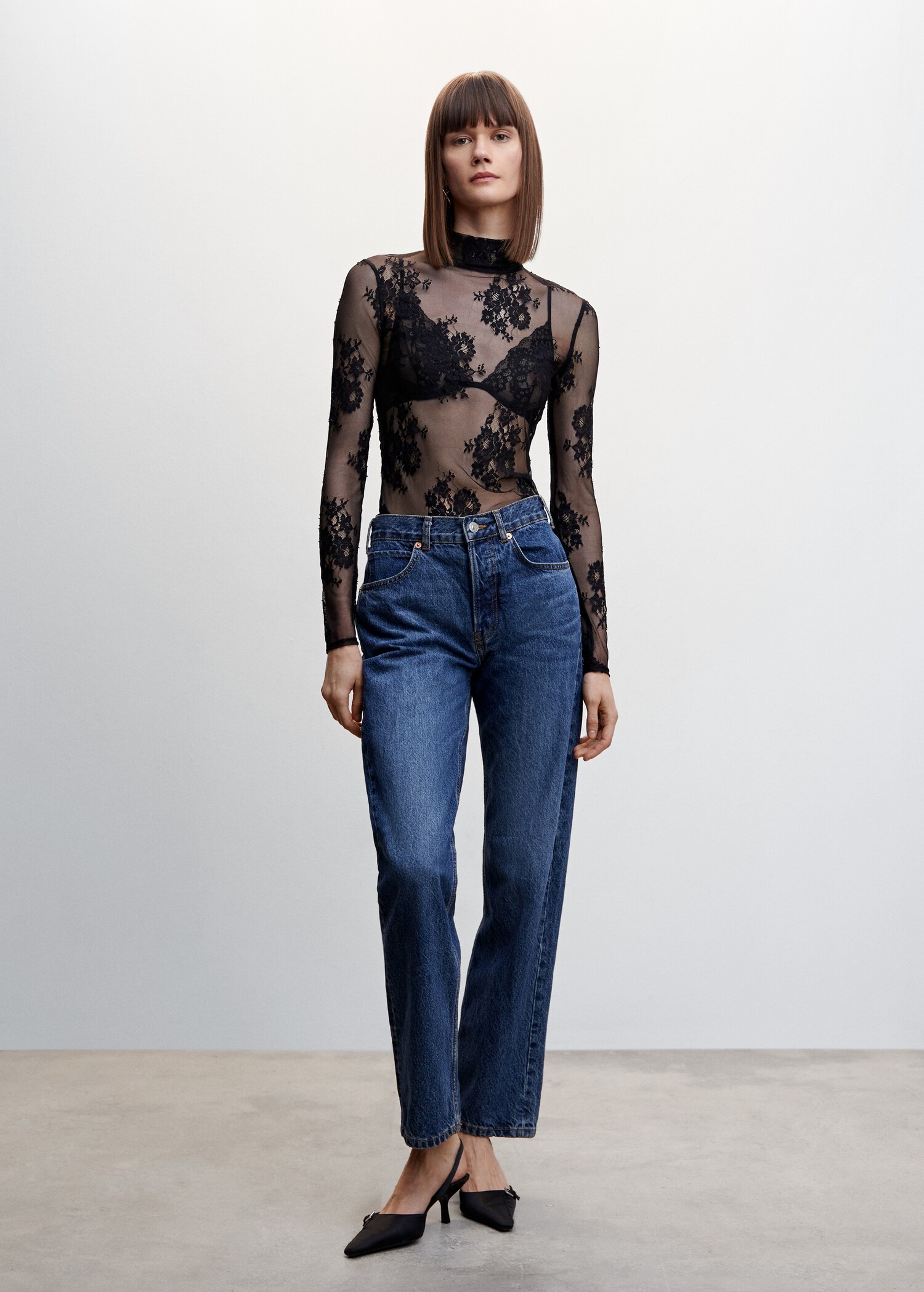 Shirt aus floraler Spitze - Allgemeine Ansicht