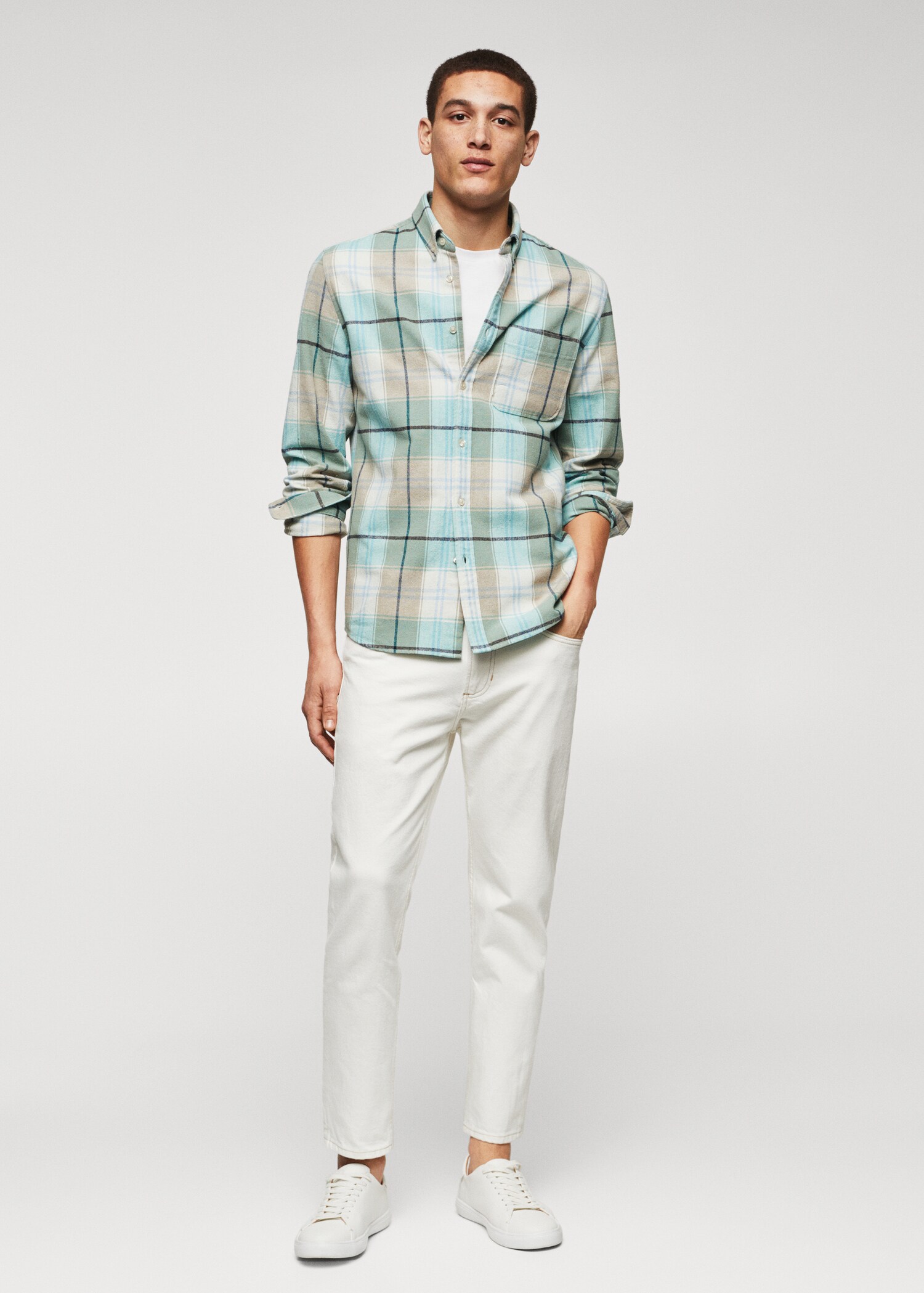 Regular fit check cotton shirt - General plane