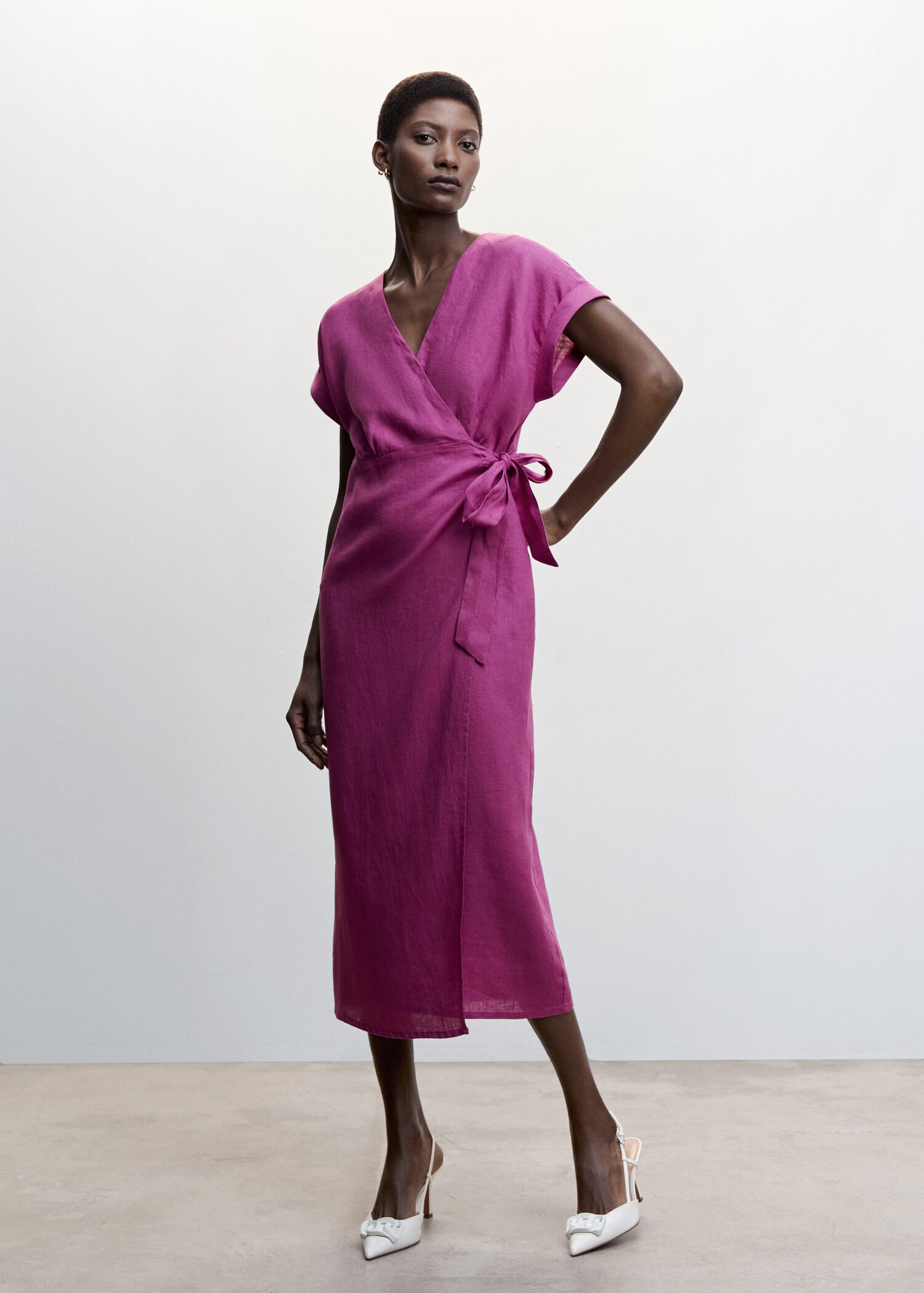 Vestido lino lazo - Plano general