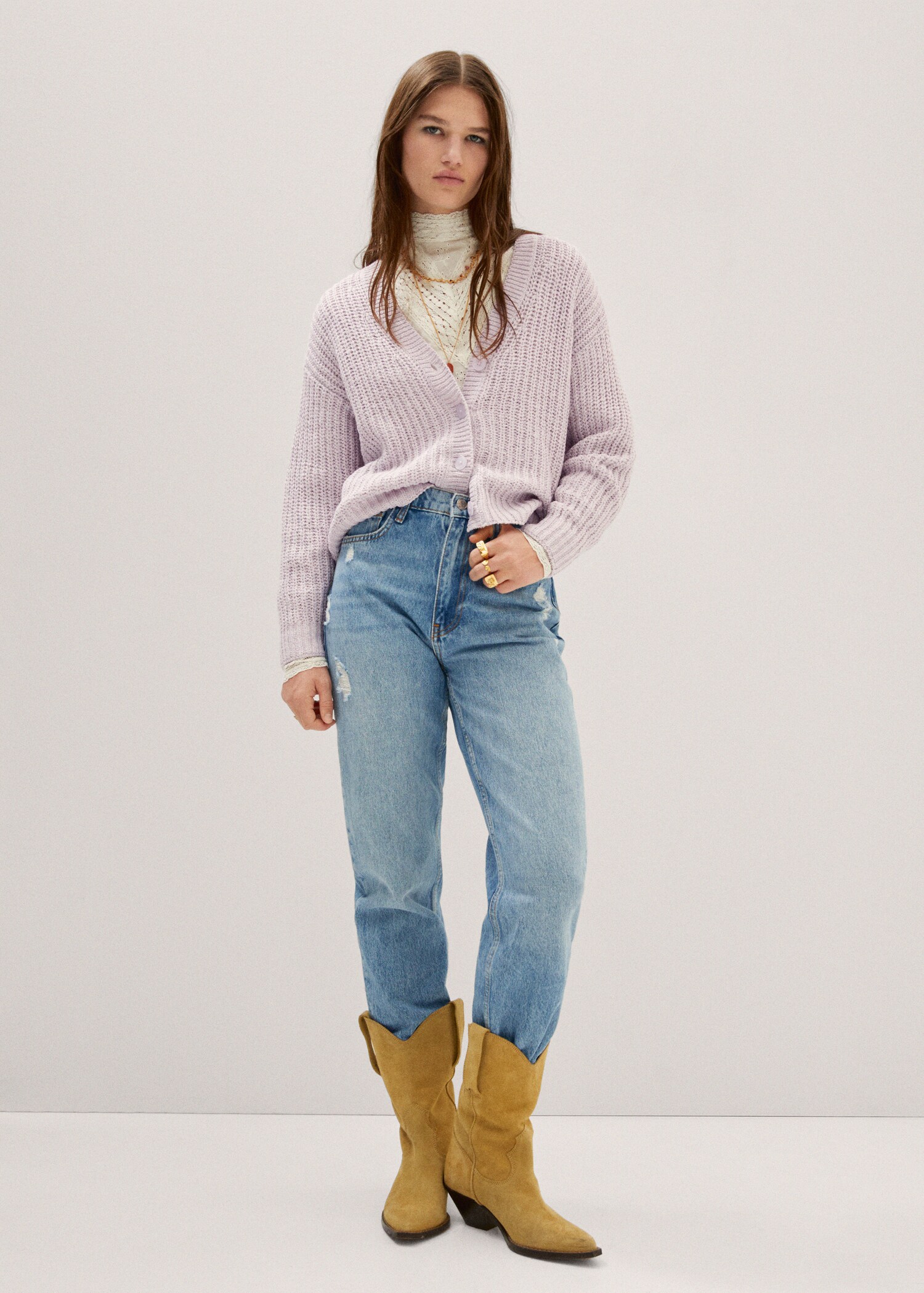 V-neck knit cardigan - General plane