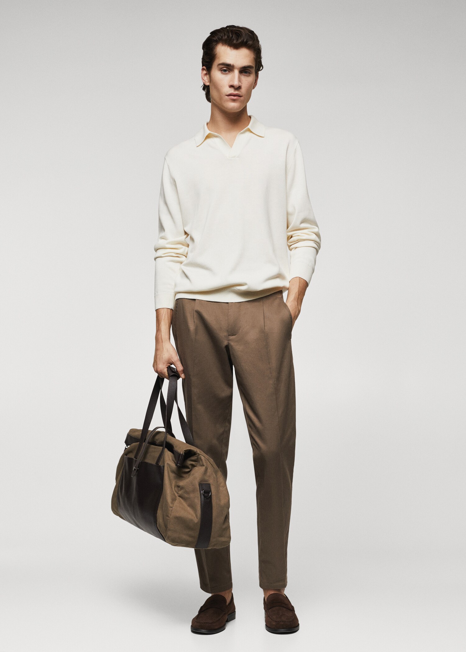 Long-sleeve knitted polo shirt - General plane